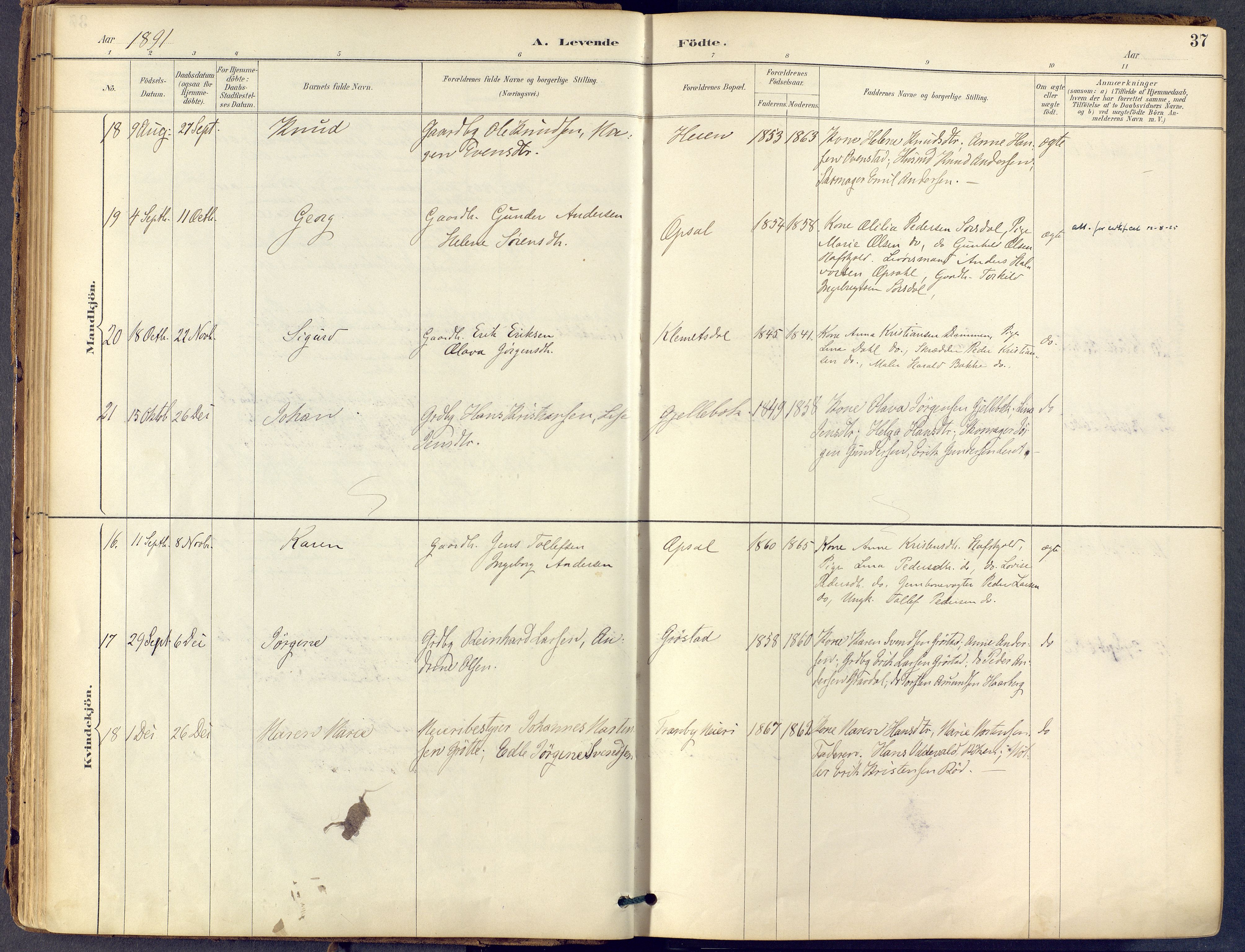 Lier kirkebøker, AV/SAKO-A-230/F/Fb/L0001: Parish register (official) no. II 1, 1883-1910, p. 37