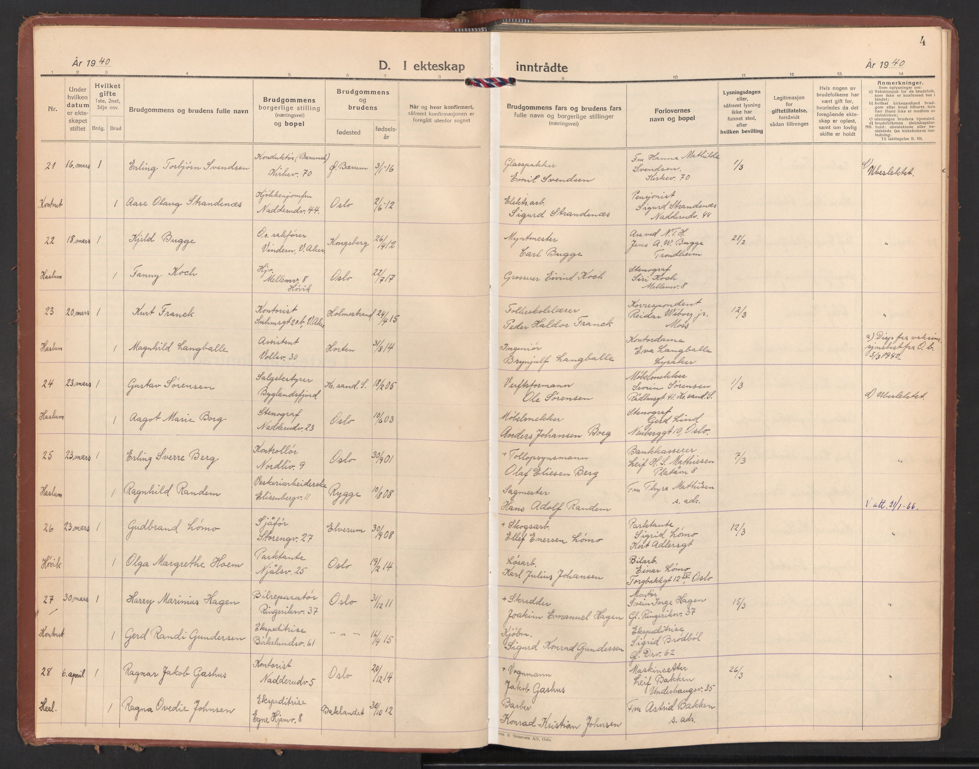 Østre Bærum prestekontor Kirkebøker, AV/SAO-A-10887/F/Fa/L0008: Parish register (official) no. 8, 1940-1948, p. 4