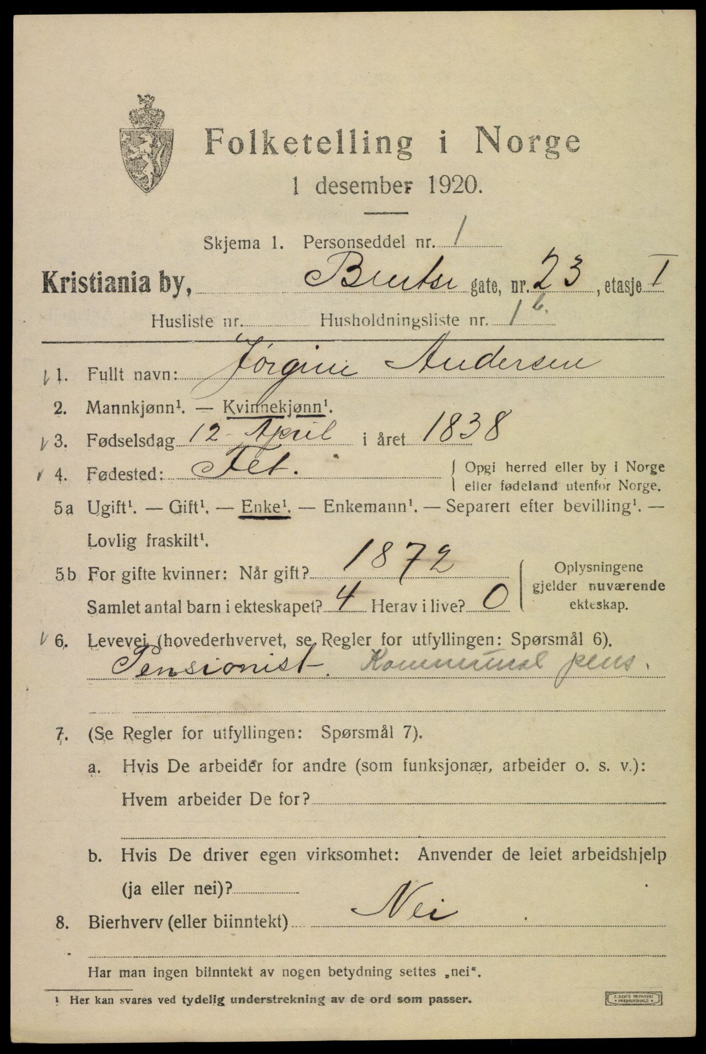 SAO, 1920 census for Kristiania, 1920, p. 151993