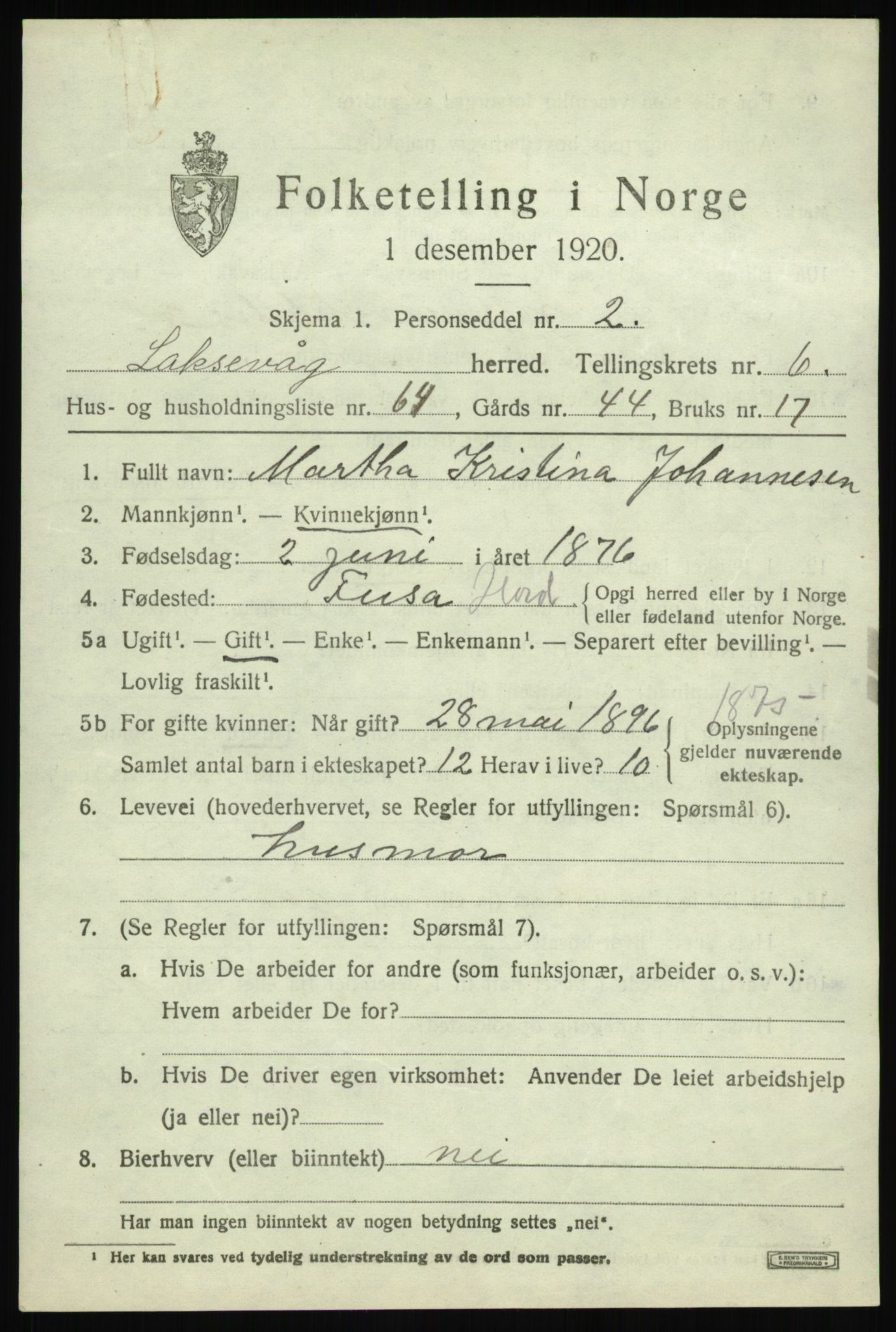 SAB, 1920 census for Laksevåg, 1920, p. 17936