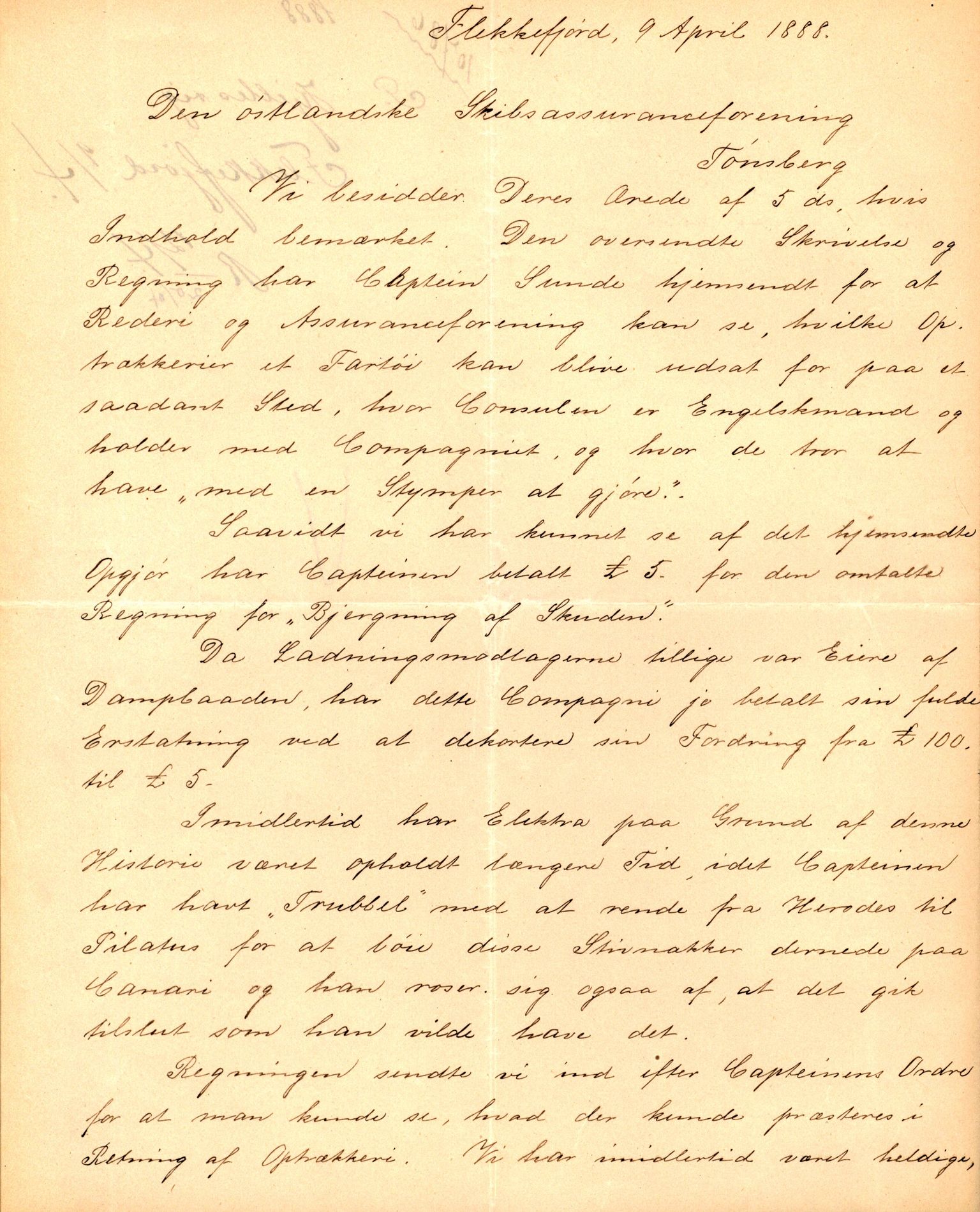 Pa 63 - Østlandske skibsassuranceforening, VEMU/A-1079/G/Ga/L0023/0004: Havaridokumenter / Petrus, Eimund, Eidsvold, Electra, Eliezer, Elise, 1888, p. 19