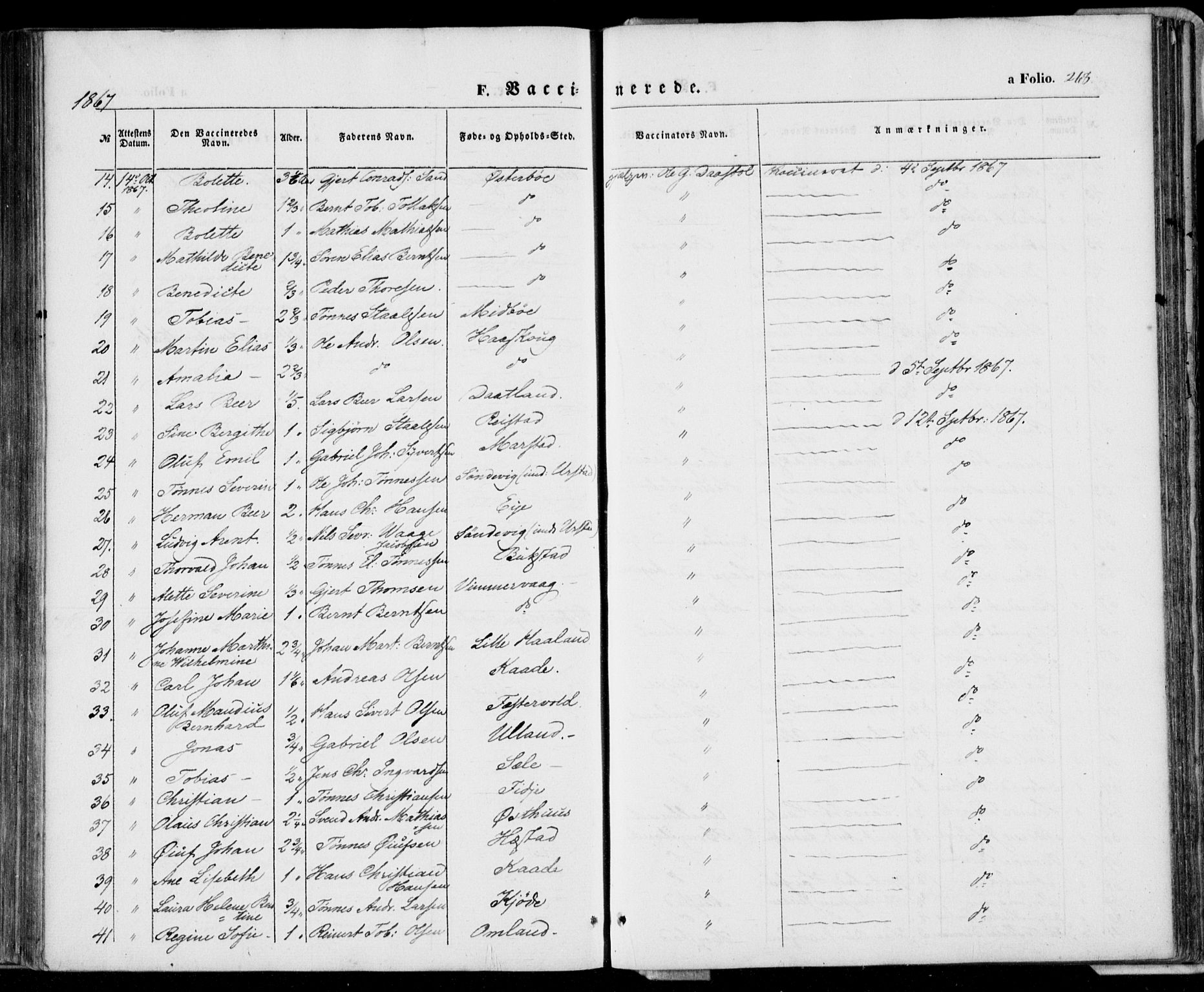 Flekkefjord sokneprestkontor, SAK/1111-0012/F/Fa/Fab/L0004: Parish register (official) no. A 4, 1850-1875, p. 268