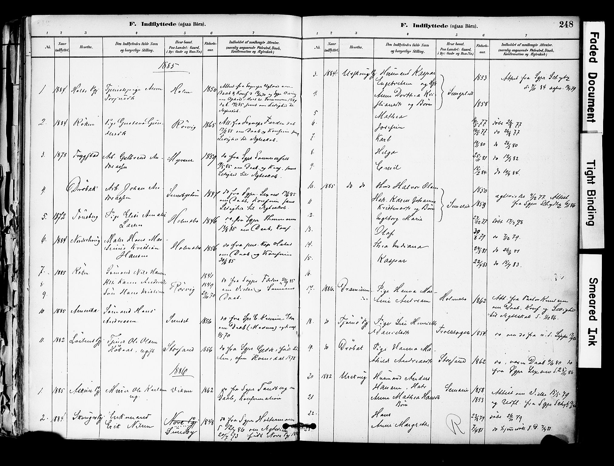 Hurum kirkebøker, SAKO/A-229/F/Fa/L0014: Parish register (official) no. 14, 1882-1895, p. 248