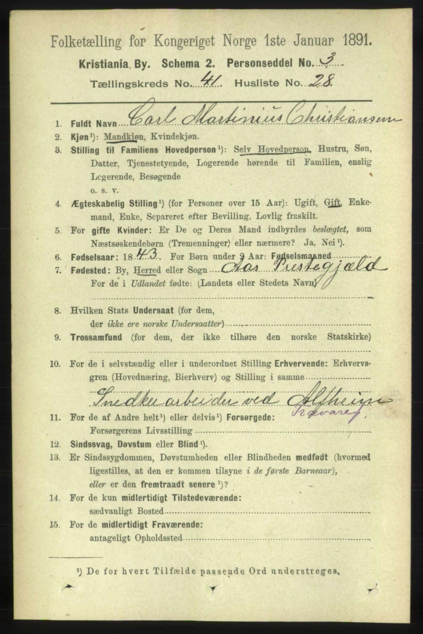 RA, 1891 census for 0301 Kristiania, 1891, p. 24559