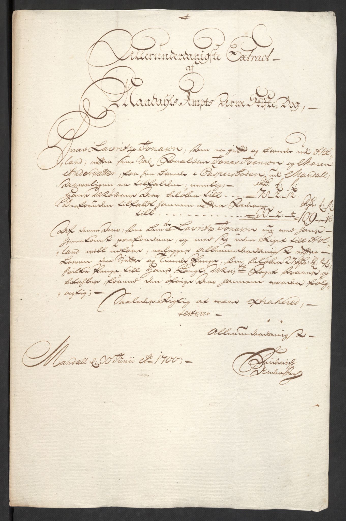 Rentekammeret inntil 1814, Reviderte regnskaper, Fogderegnskap, RA/EA-4092/R43/L2548: Fogderegnskap Lista og Mandal, 1700, p. 119