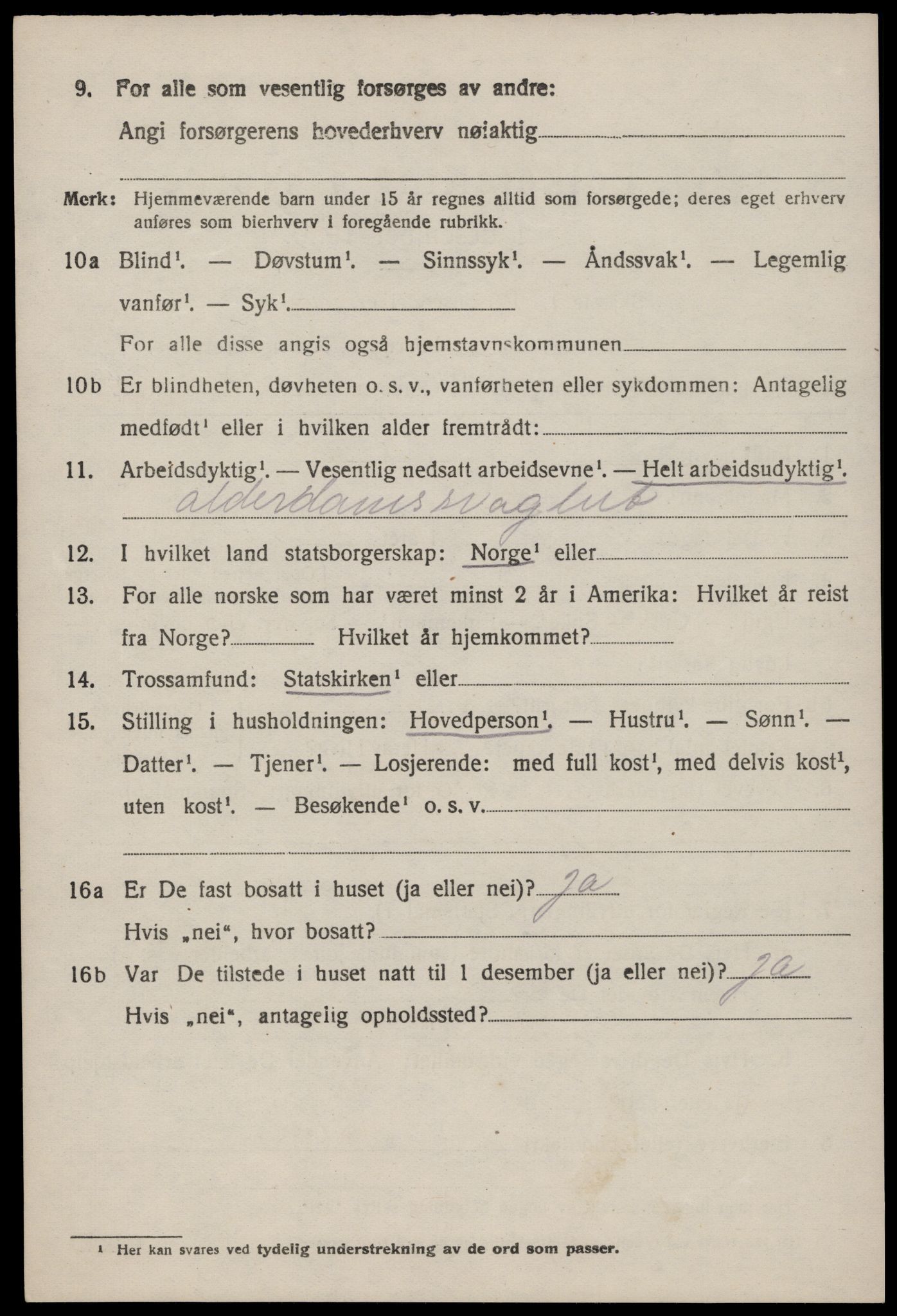 SAST, 1920 census for Nedstrand, 1920, p. 2912