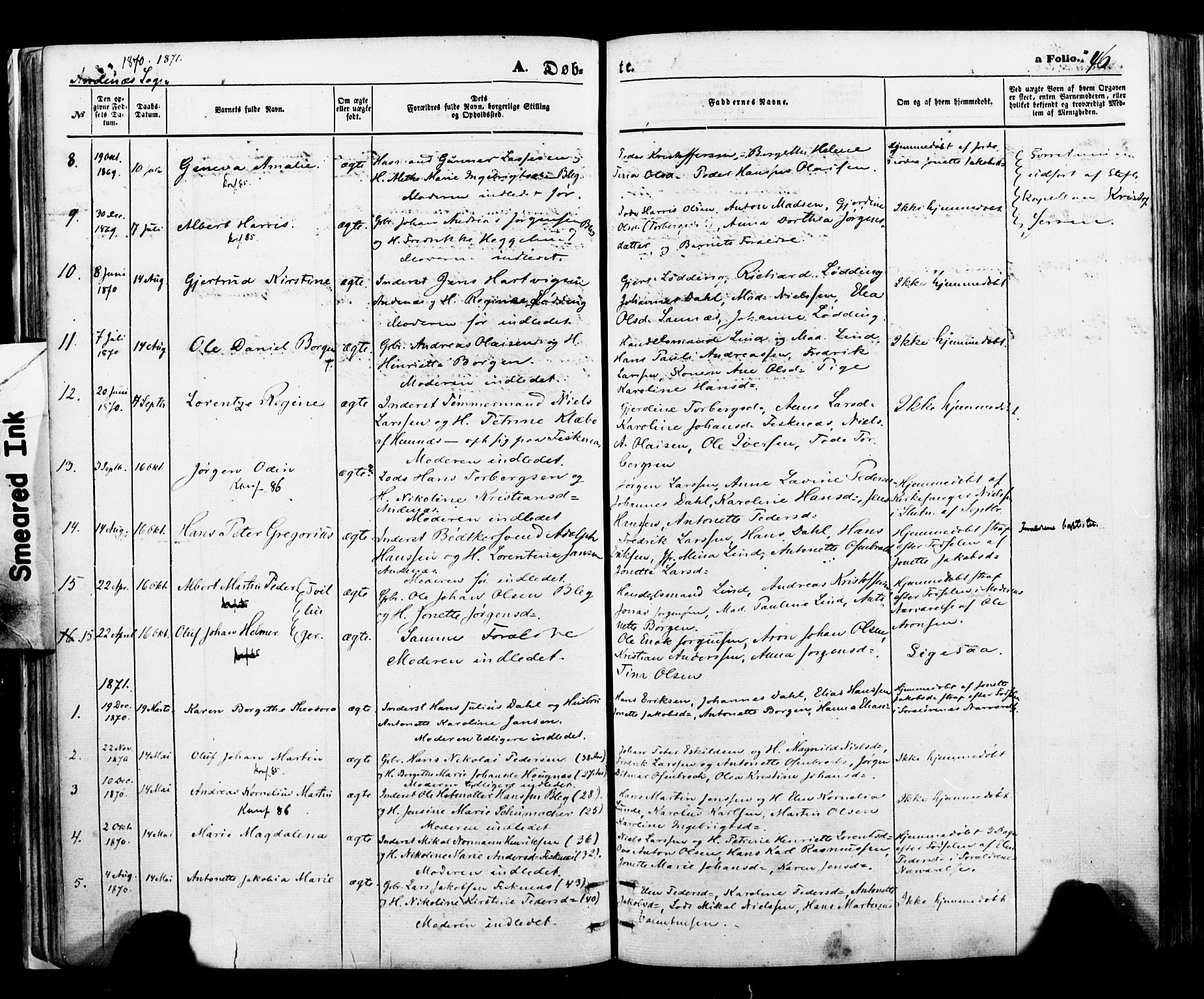 Ministerialprotokoller, klokkerbøker og fødselsregistre - Nordland, AV/SAT-A-1459/897/L1398: Parish register (official) no. 897A05 /2, 1867-1880, p. 46