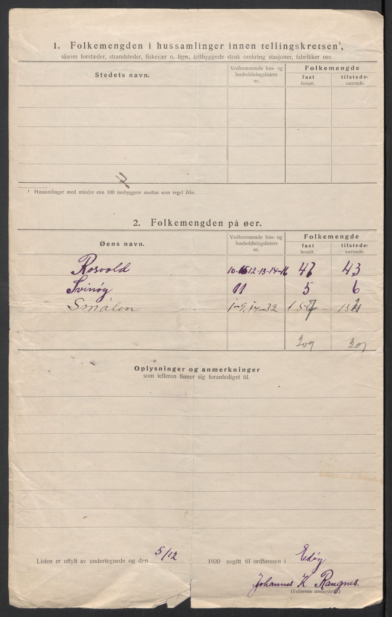 SAT, 1920 census for Edøy, 1920, p. 24