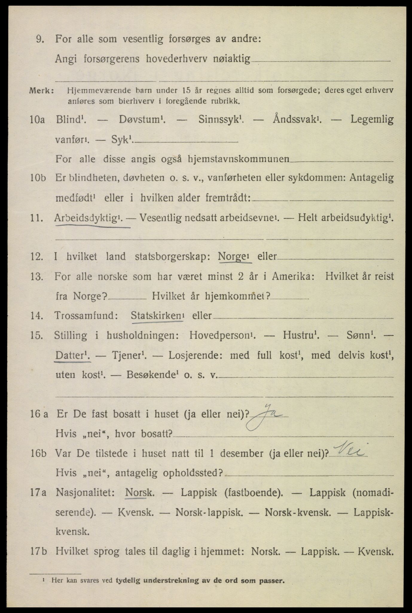 SAT, 1920 census for Ankenes, 1920, p. 3436