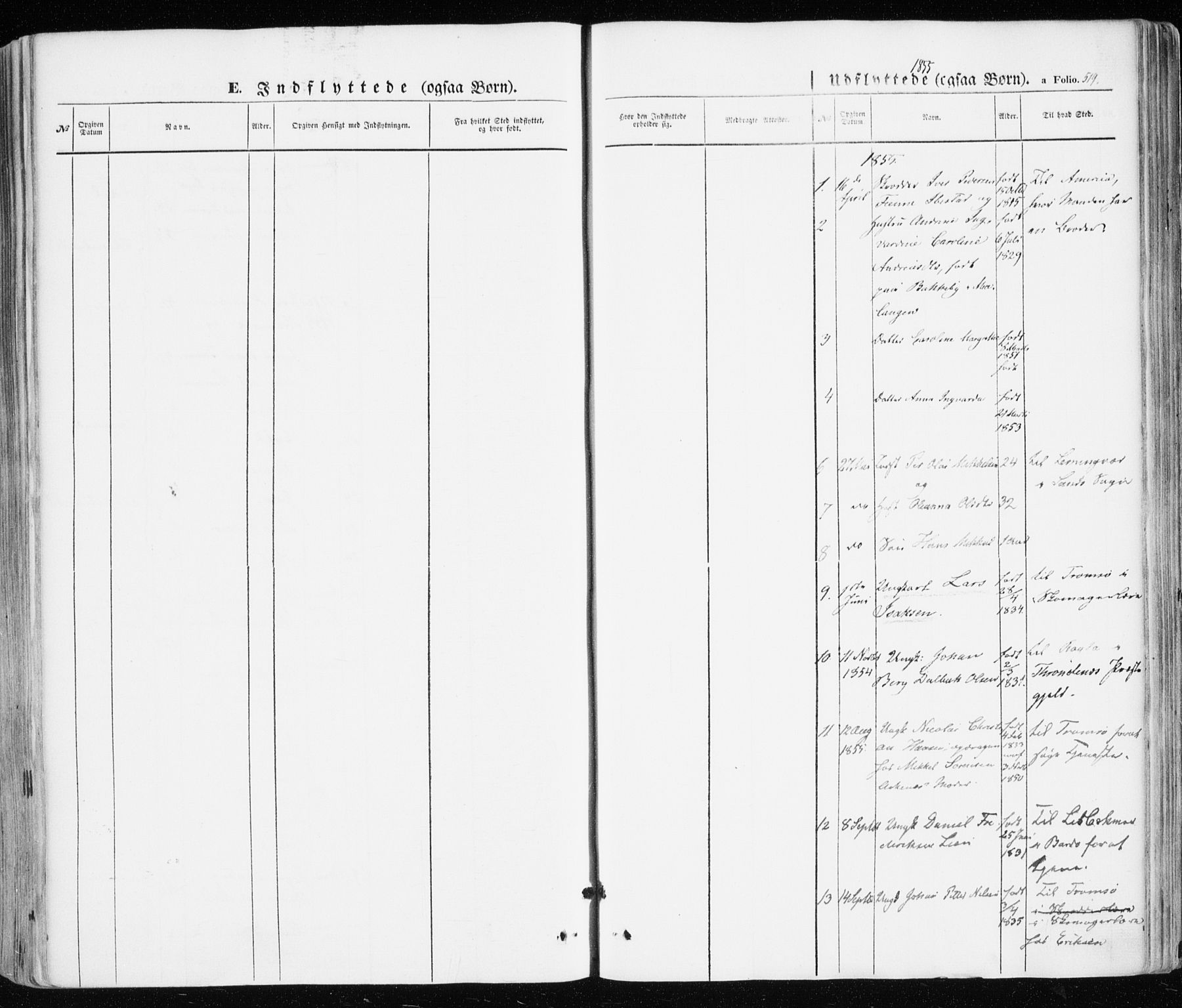Ibestad sokneprestembete, SATØ/S-0077/H/Ha/Haa/L0008kirke: Parish register (official) no. 8, 1850-1859, p. 519