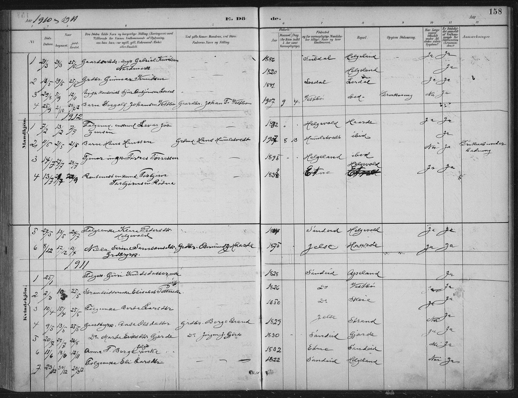 Vikedal sokneprestkontor, AV/SAST-A-101840/01/IV: Parish register (official) no. A 11, 1884-1933, p. 158