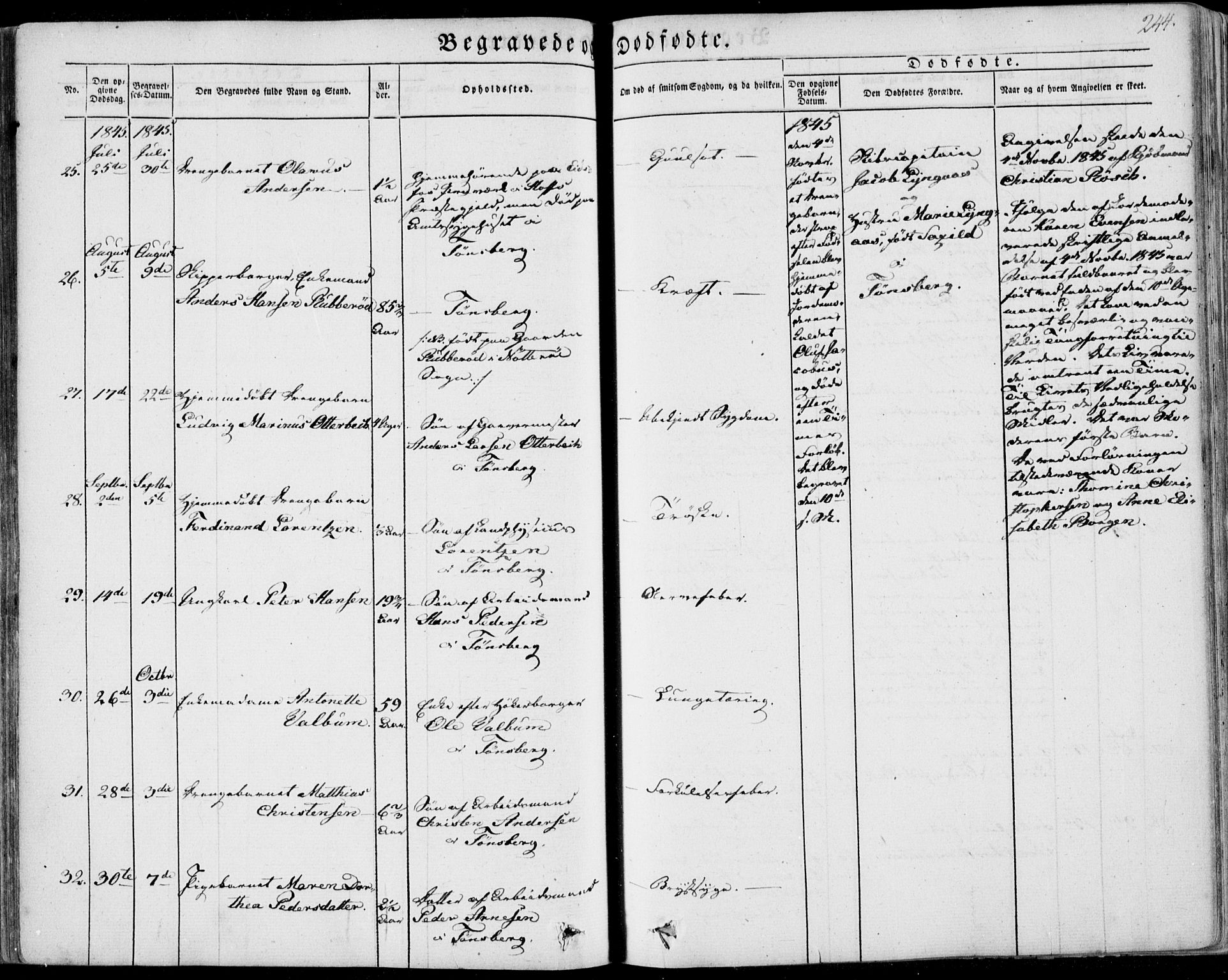 Tønsberg kirkebøker, AV/SAKO-A-330/F/Fa/L0007: Parish register (official) no. I 7, 1845-1854, p. 244