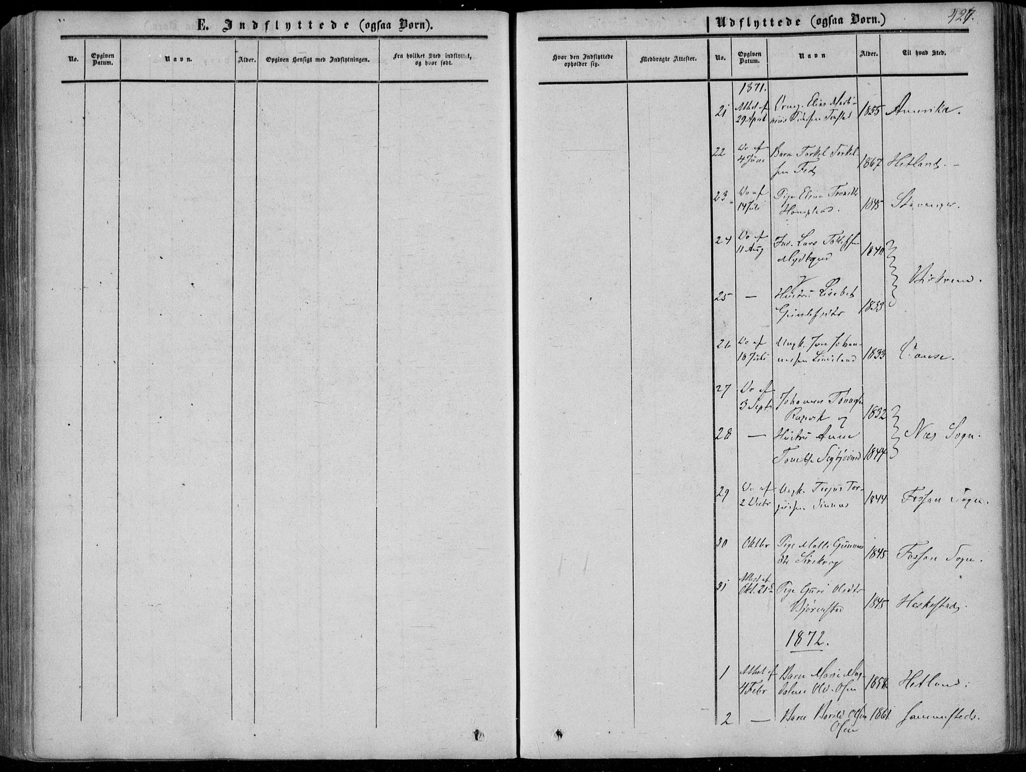 Sirdal sokneprestkontor, AV/SAK-1111-0036/F/Fa/Fab/L0002: Parish register (official) no. A 2, 1855-1874, p. 427