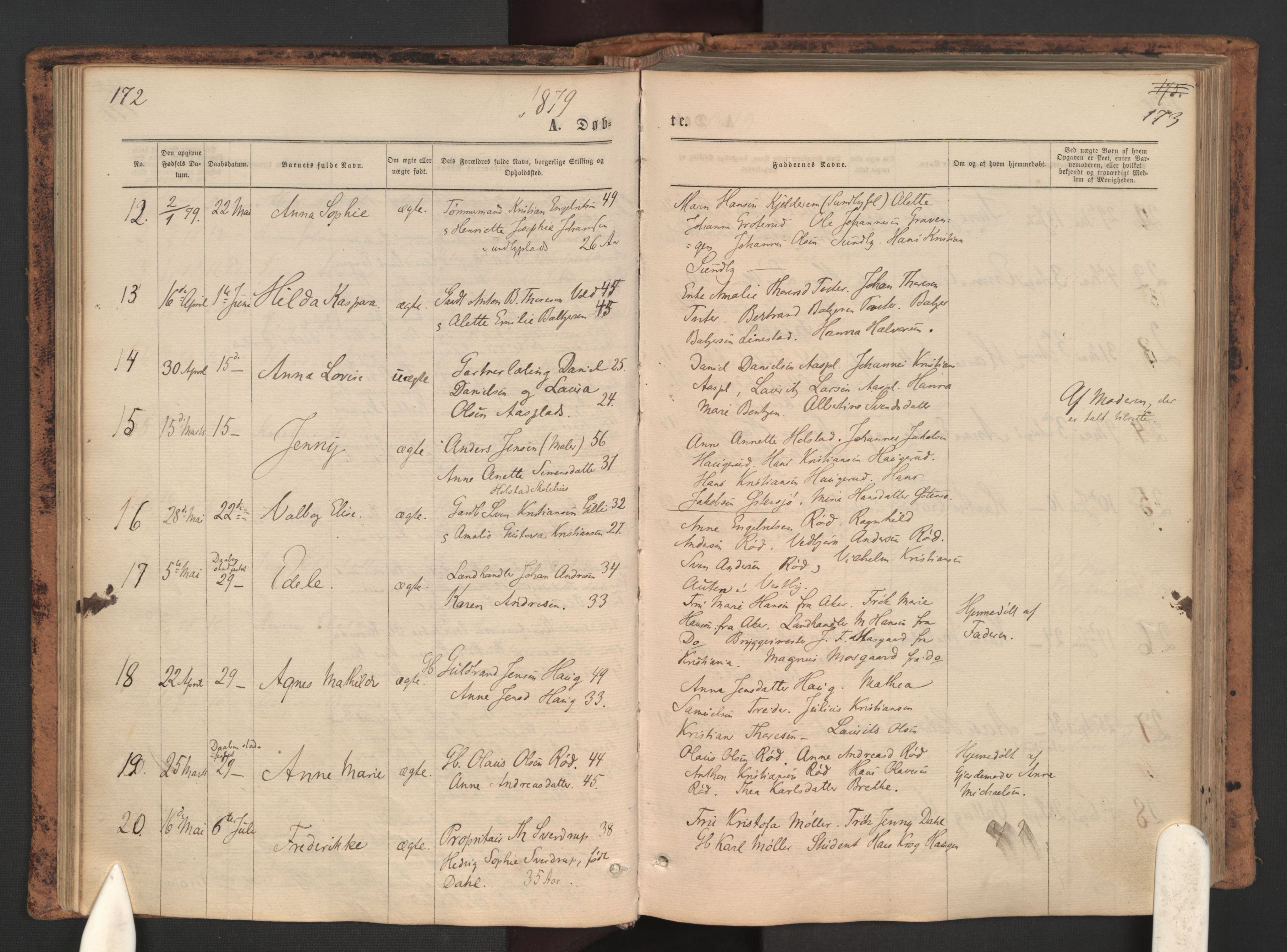 Ås prestekontor Kirkebøker, AV/SAO-A-10894/F/Fa/L0008: Parish register (official) no. I 8, 1871-1880, p. 172-173