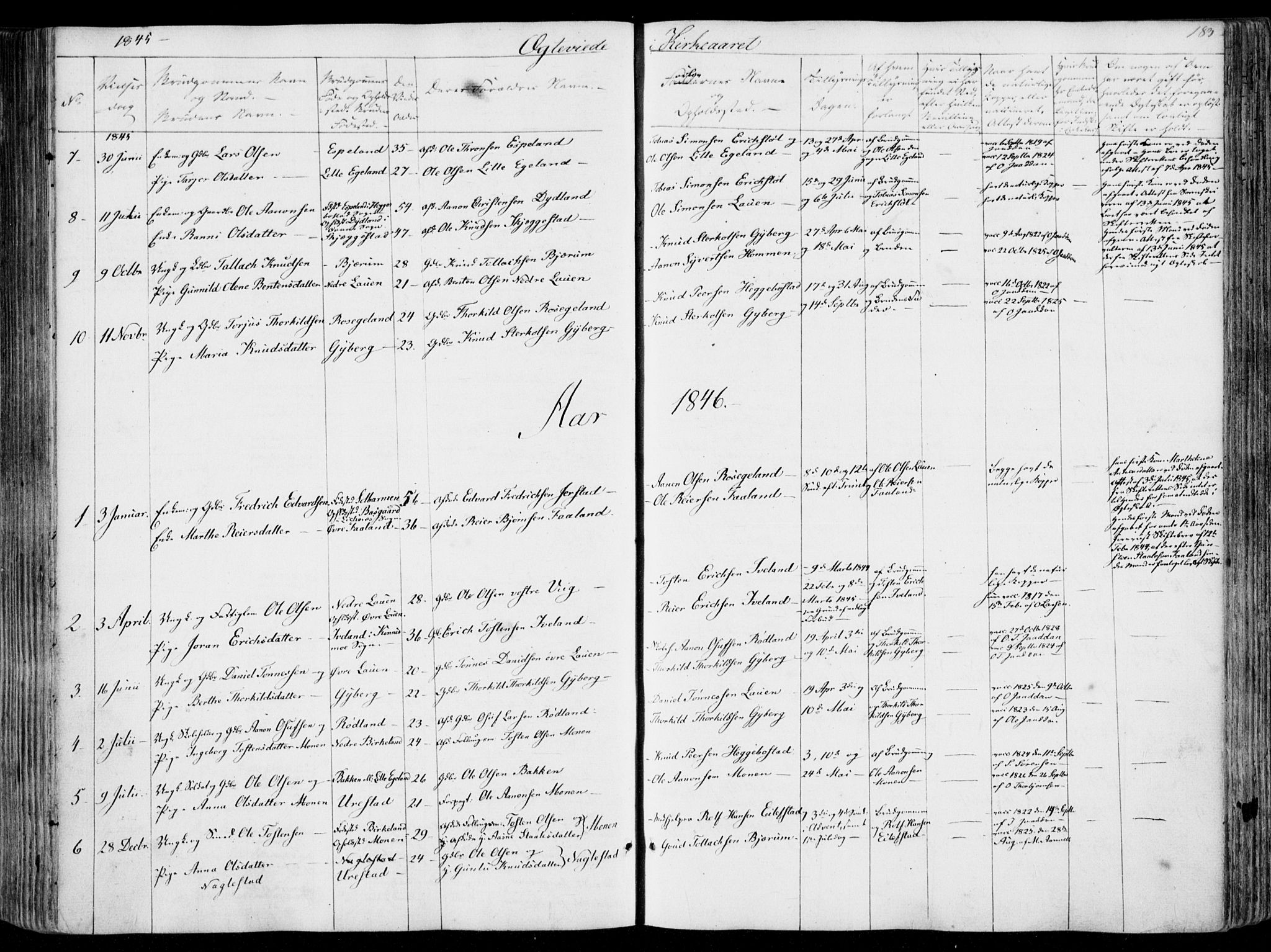 Hægebostad sokneprestkontor, SAK/1111-0024/F/Fa/Faa/L0004: Parish register (official) no. A 4, 1834-1864, p. 183