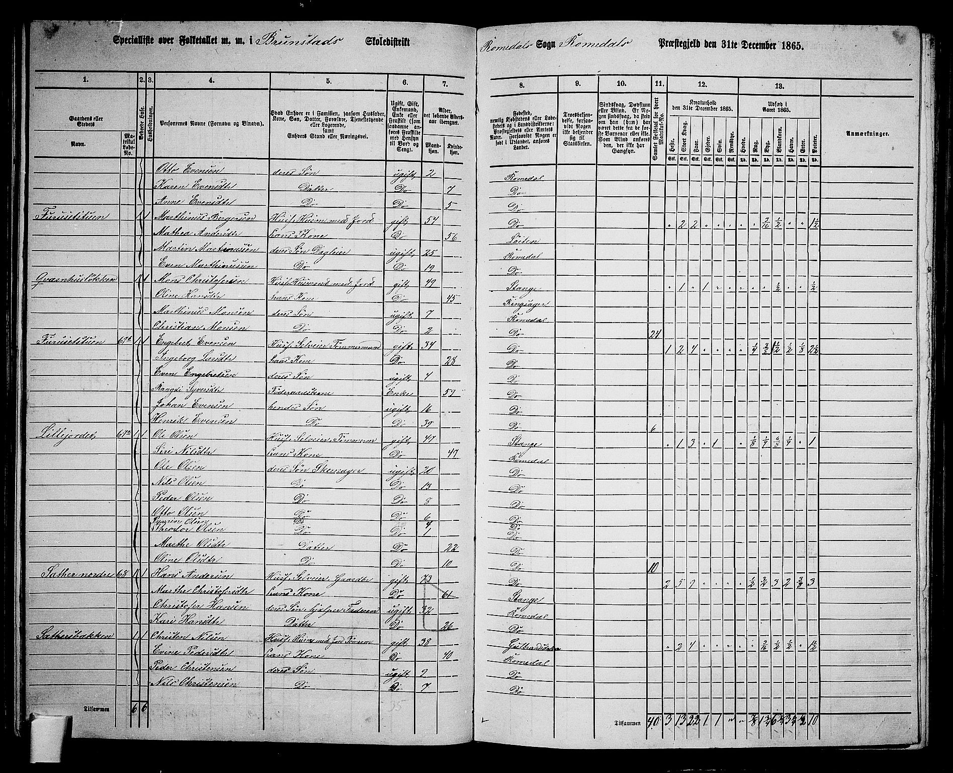 RA, 1865 census for Romedal, 1865, p. 97