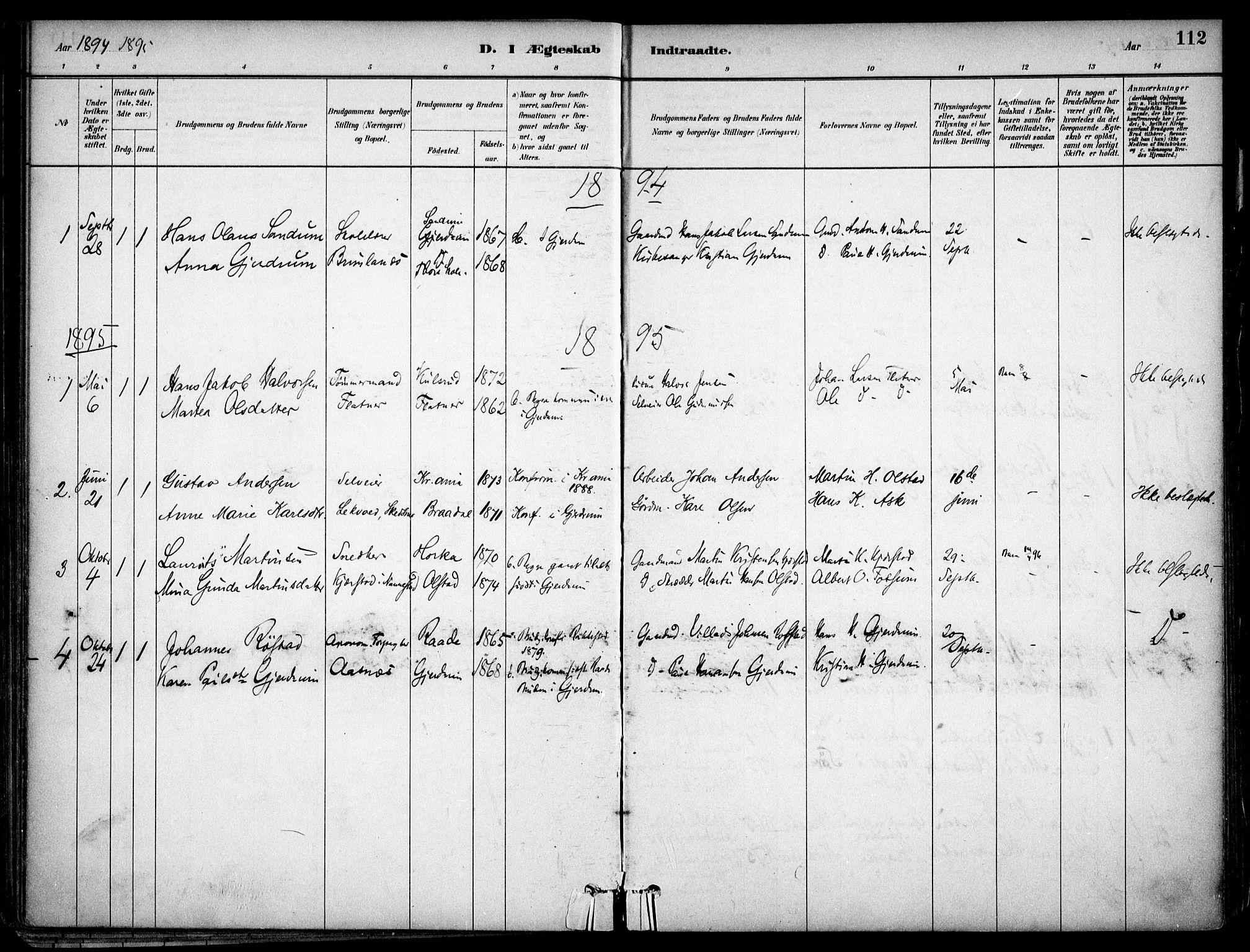 Gjerdrum prestekontor Kirkebøker, SAO/A-10412b/F/Fa/L0009: Parish register (official) no. I 9, 1881-1916, p. 112