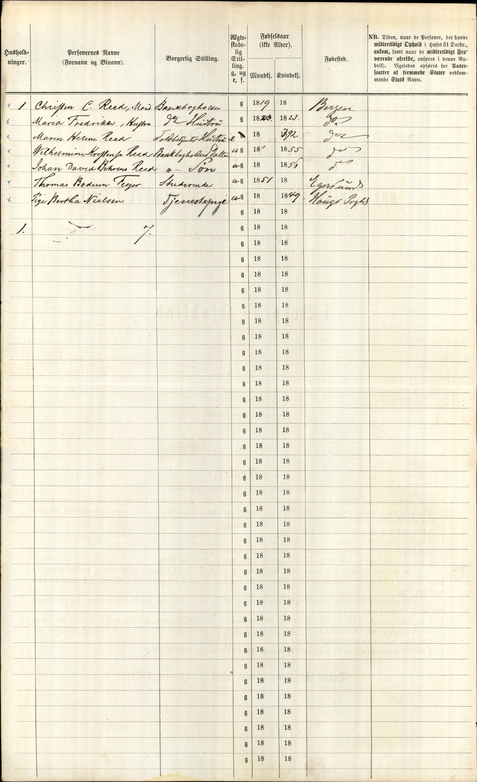 RA, 1870 census for 1301 Bergen, 1870