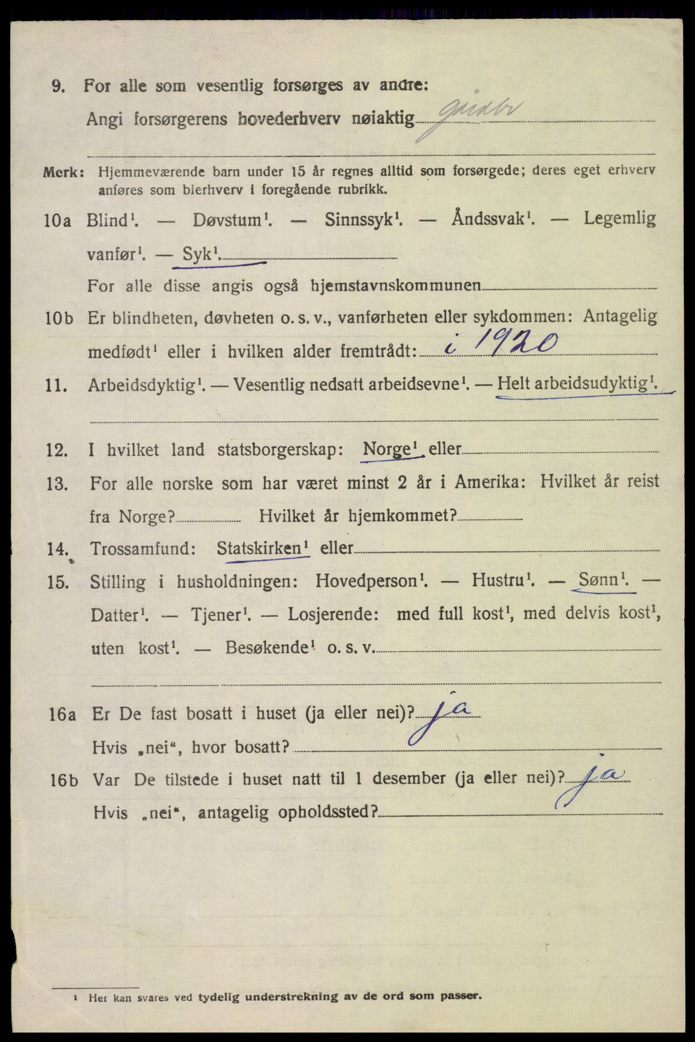 SAK, 1920 census for Vegårshei, 1920, p. 675