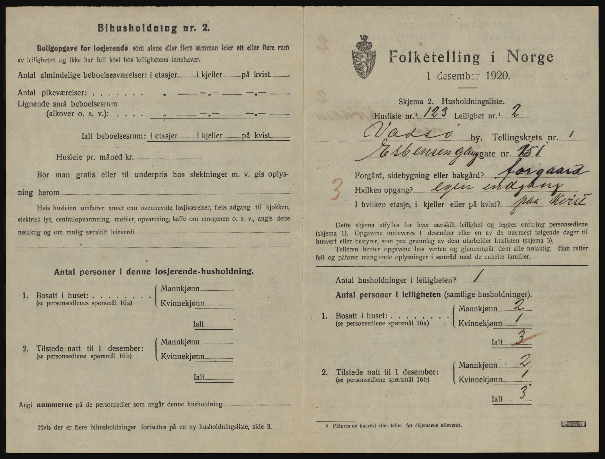 SATØ, 1920 census for Vadsø, 1920, p. 918