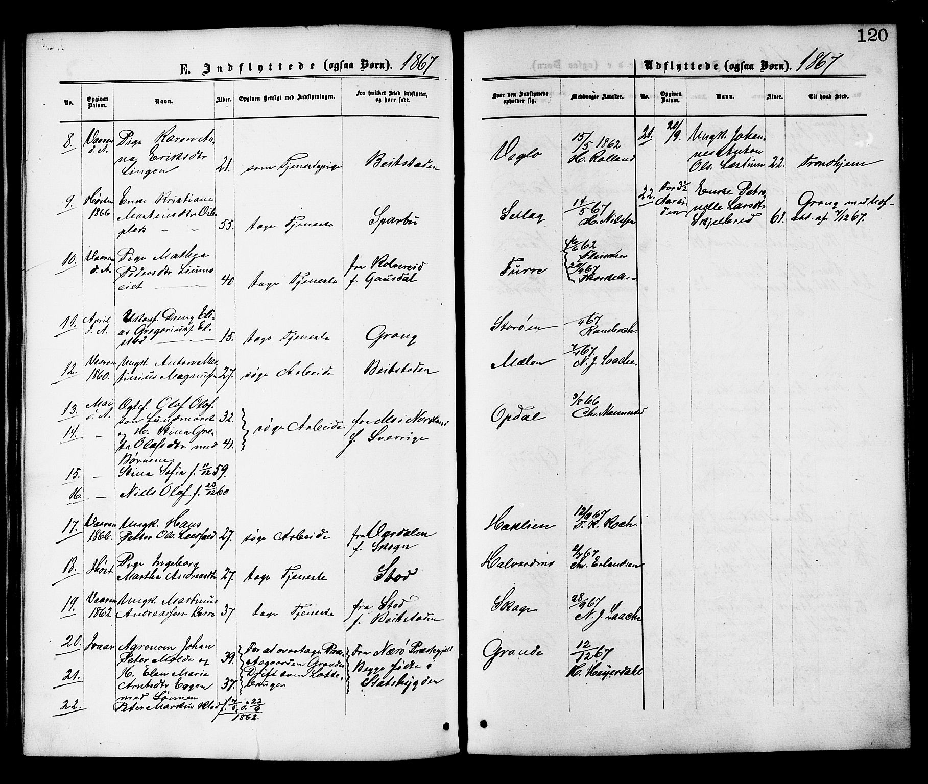 Ministerialprotokoller, klokkerbøker og fødselsregistre - Nord-Trøndelag, SAT/A-1458/764/L0554: Parish register (official) no. 764A09, 1867-1880, p. 120
