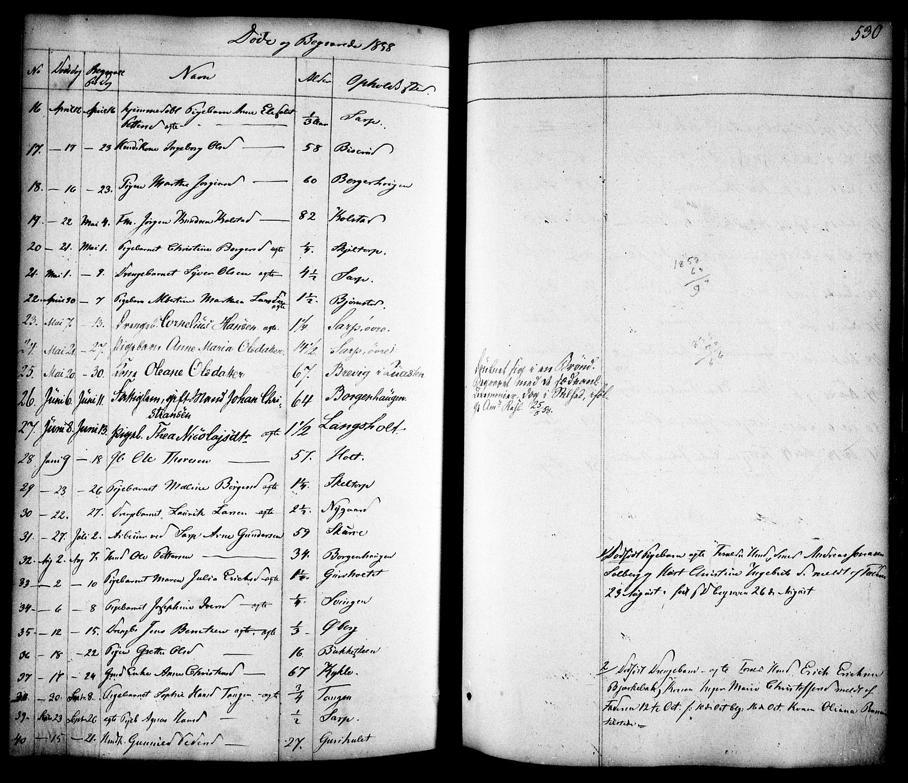 Skjeberg prestekontor Kirkebøker, AV/SAO-A-10923/F/Fa/L0006: Parish register (official) no. I 6, 1846-1858, p. 530