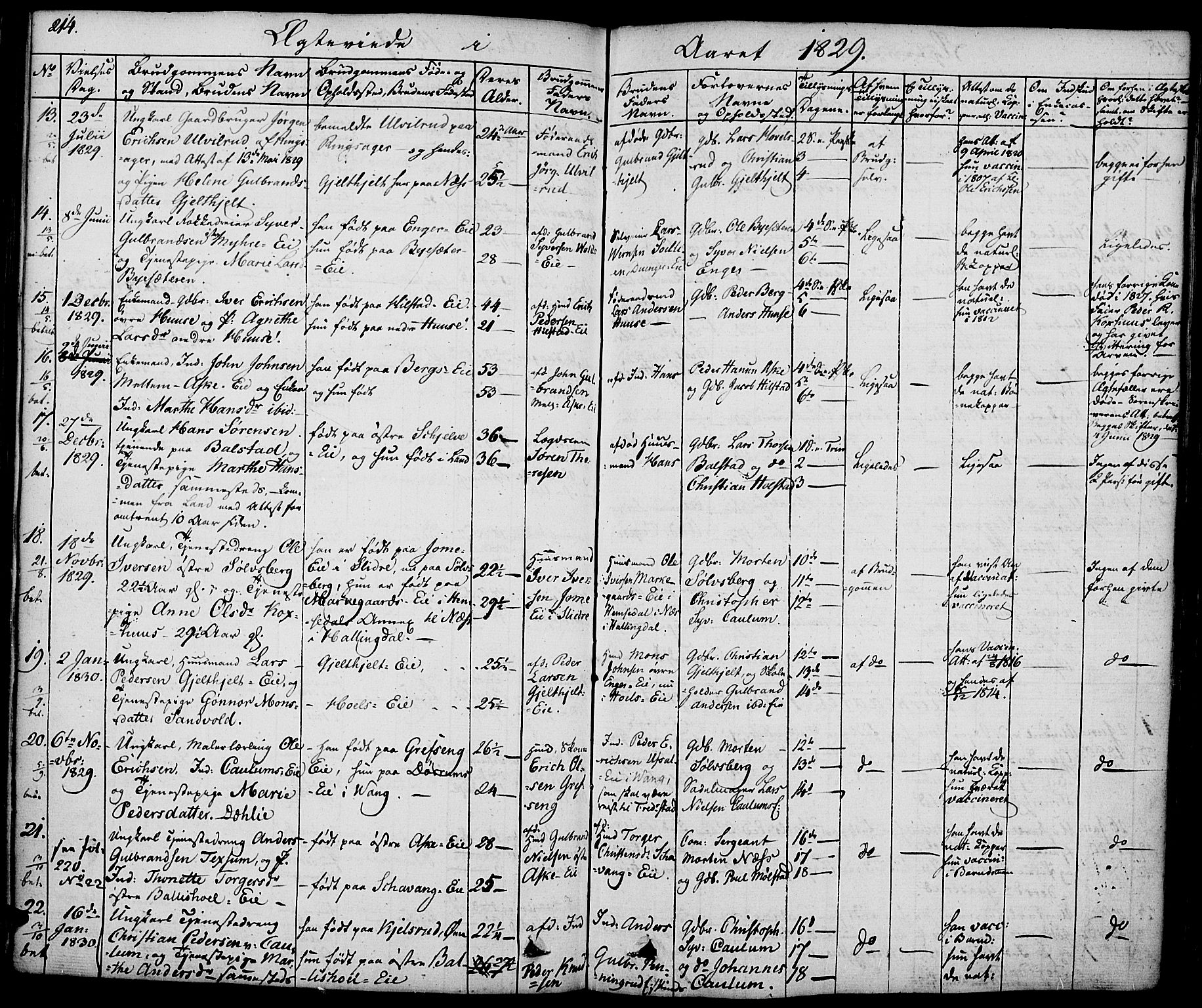 Nes prestekontor, Hedmark, AV/SAH-PREST-020/K/Ka/L0003: Parish register (official) no. 3, 1827-1851, p. 214