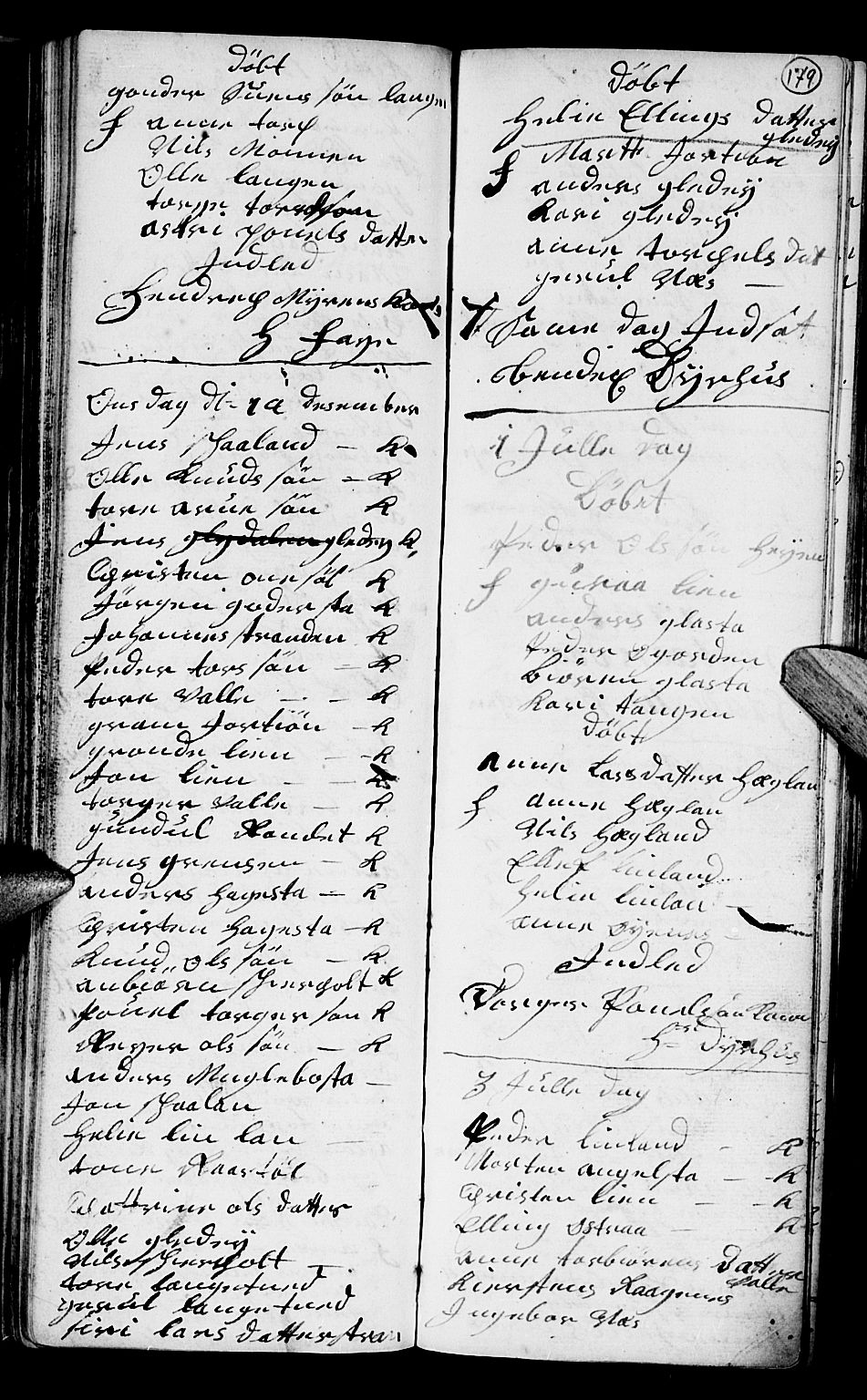 Holt sokneprestkontor, SAK/1111-0021/F/Fb/L0004: Parish register (copy) no. B 4, 1730-1746, p. 179