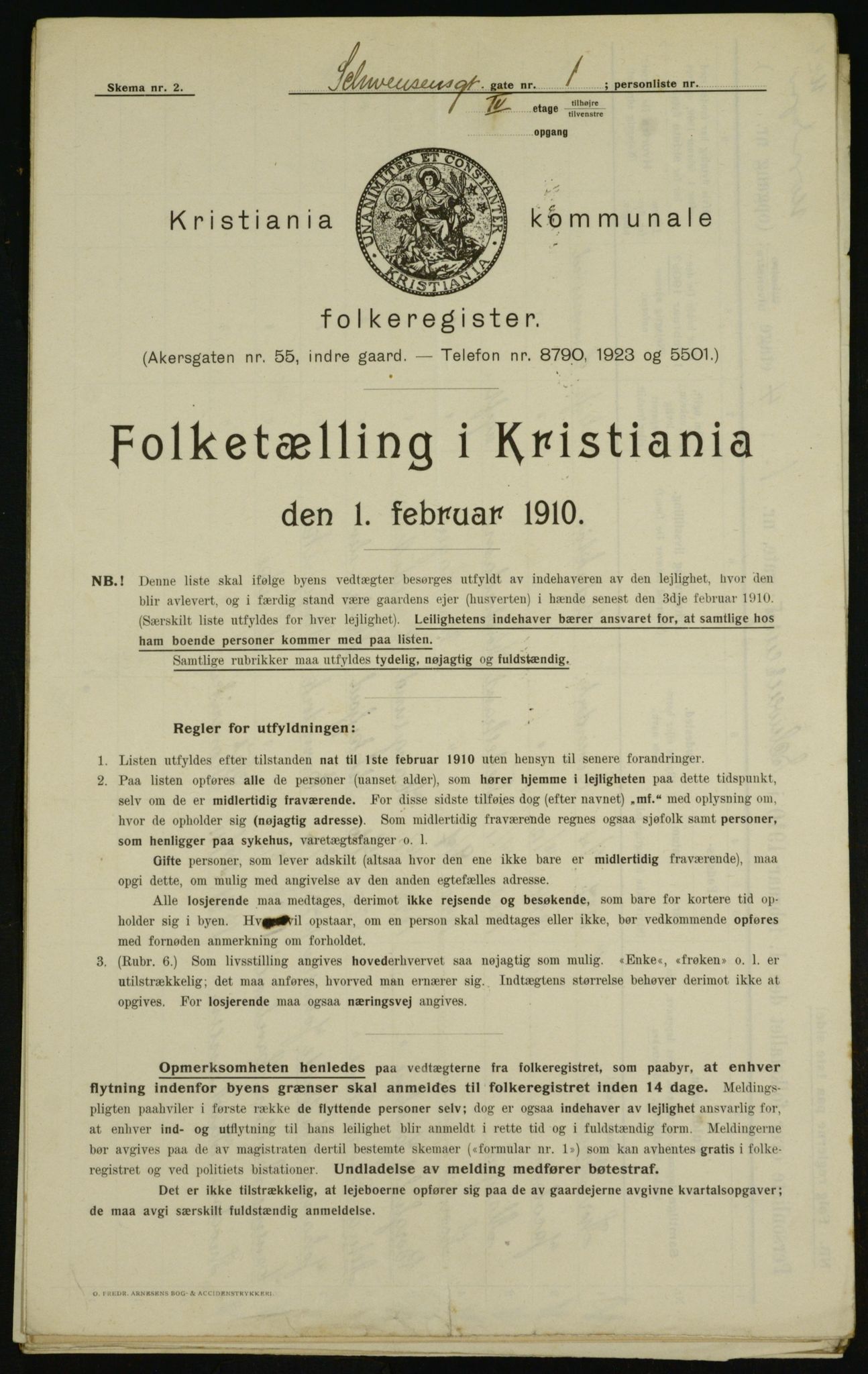 OBA, Municipal Census 1910 for Kristiania, 1910, p. 88523