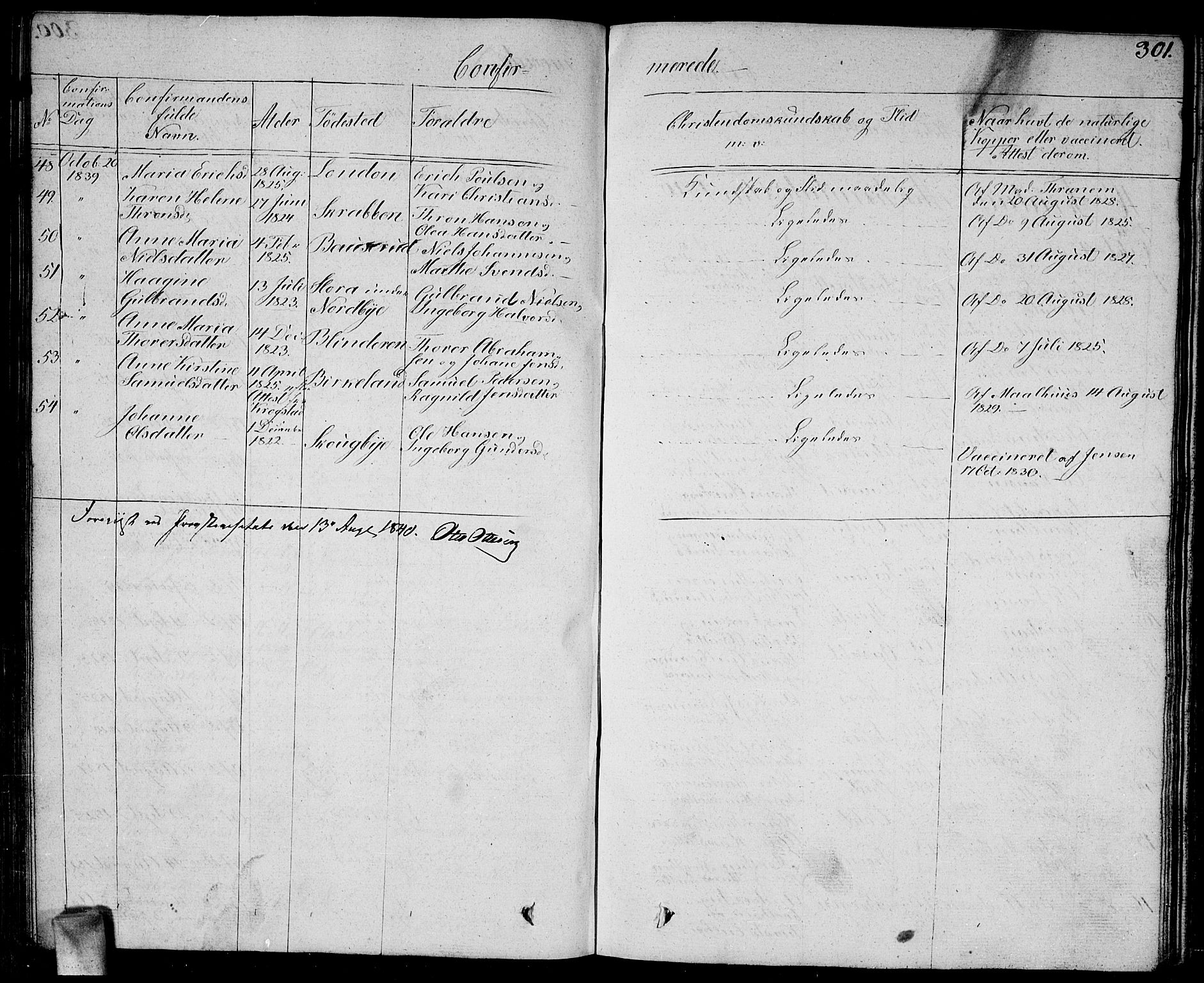 Enebakk prestekontor Kirkebøker, AV/SAO-A-10171c/G/Ga/L0003: Parish register (copy) no. I 3, 1833-1849, p. 301