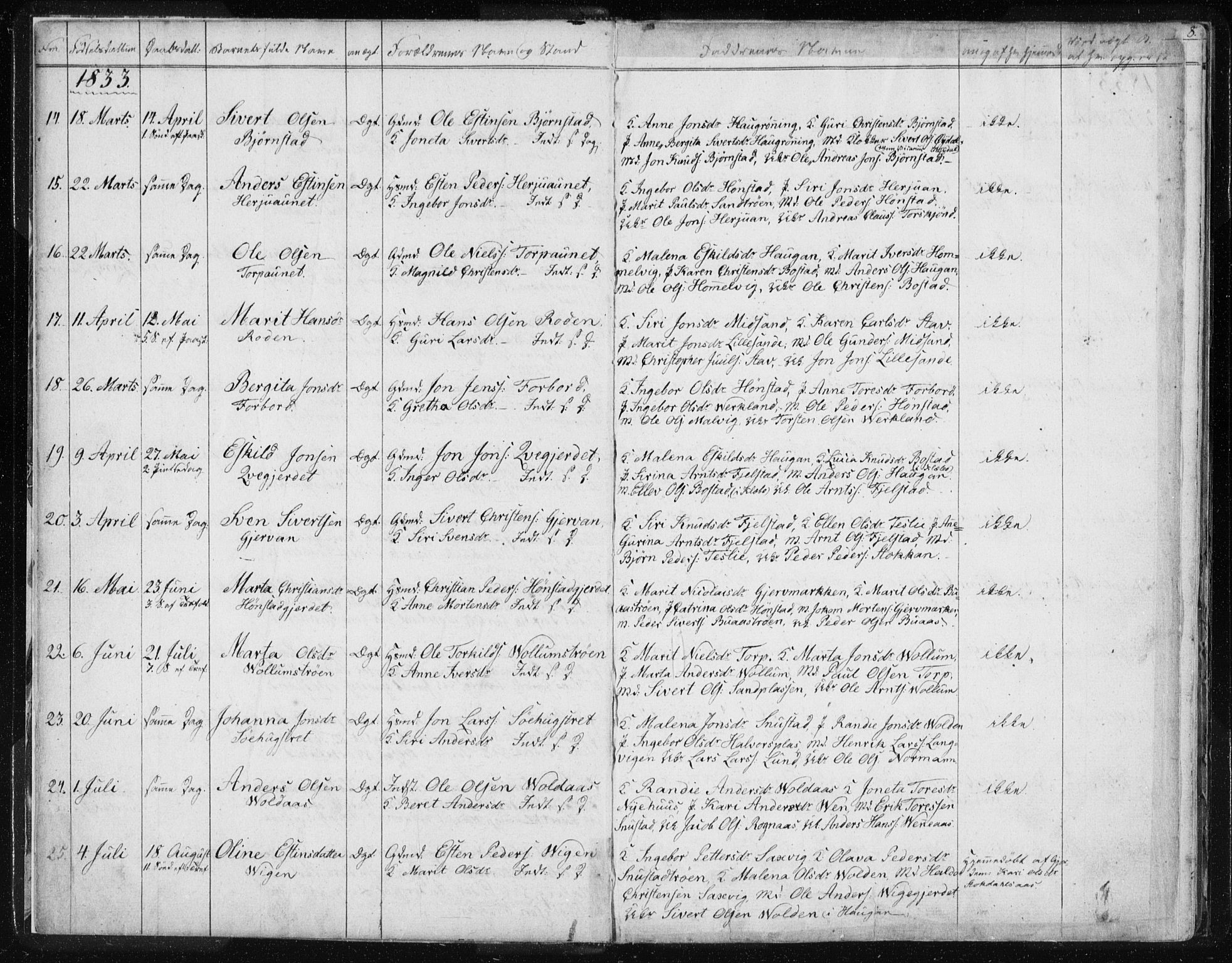 Ministerialprotokoller, klokkerbøker og fødselsregistre - Sør-Trøndelag, SAT/A-1456/616/L0405: Parish register (official) no. 616A02, 1831-1842, p. 7
