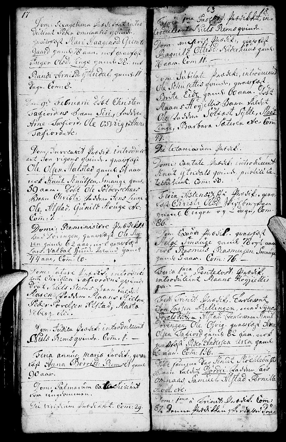 Ministerialprotokoller, klokkerbøker og fødselsregistre - Møre og Romsdal, SAT/A-1454/519/L0243: Parish register (official) no. 519A02, 1760-1770, p. 17-18