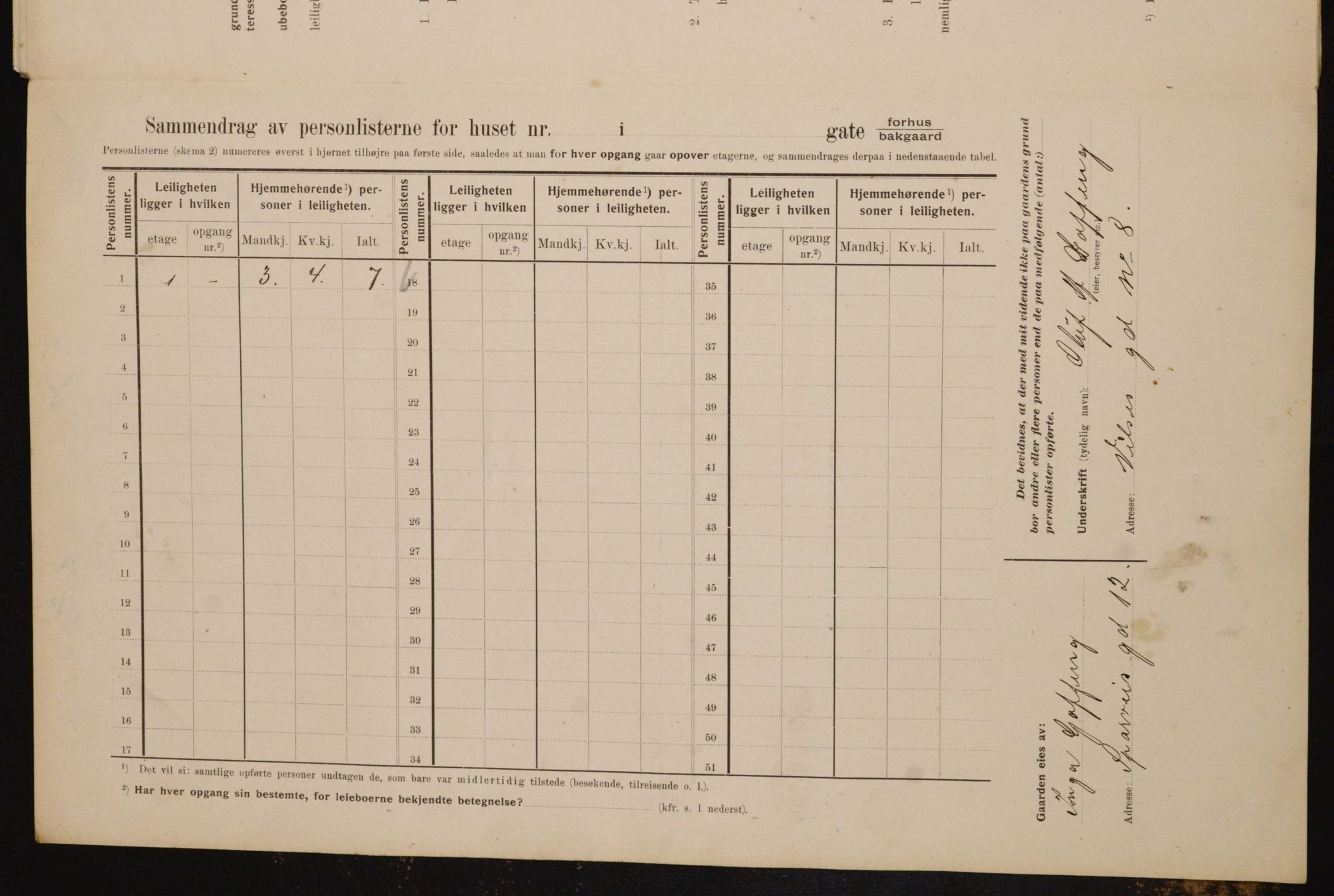 OBA, Municipal Census 1910 for Kristiania, 1910, p. 45844