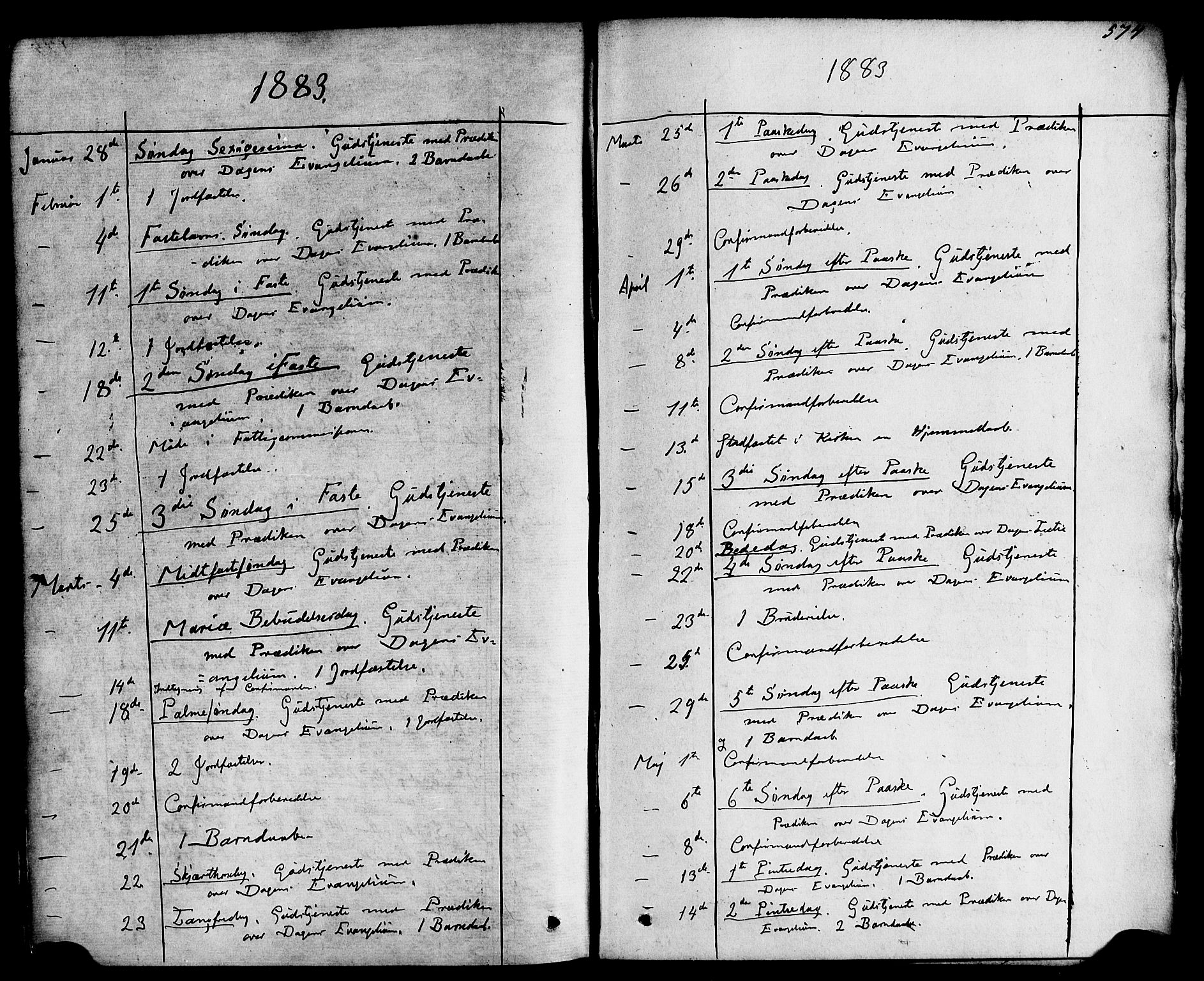 Hornindal sokneprestembete, AV/SAB-A-82401/H/Haa/Haaa/L0002: Parish register (official) no. A 2, 1867-1884, p. 574