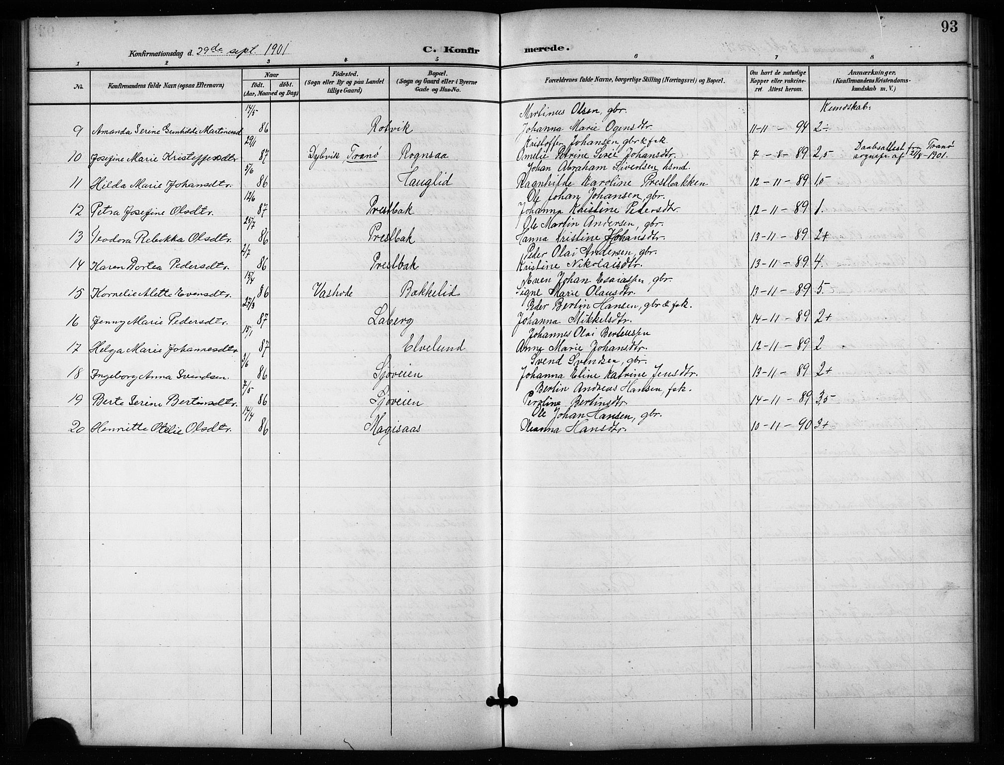 Salangen sokneprestembete, AV/SATØ-S-1324/H/Hb/L0004klokker: Parish register (copy) no. 4, 1900-1924, p. 93