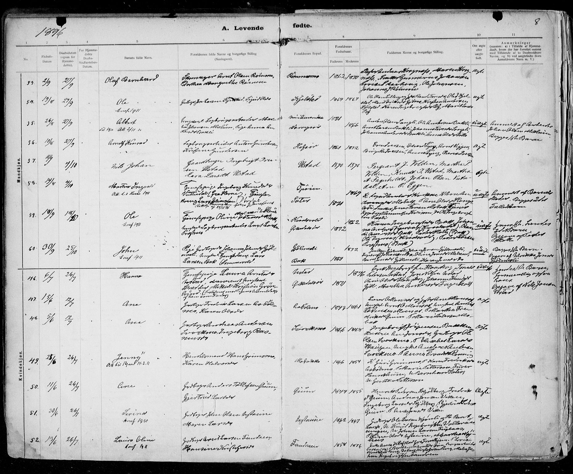 Ministerialprotokoller, klokkerbøker og fødselsregistre - Sør-Trøndelag, SAT/A-1456/668/L0811: Parish register (official) no. 668A11, 1894-1913, p. 8