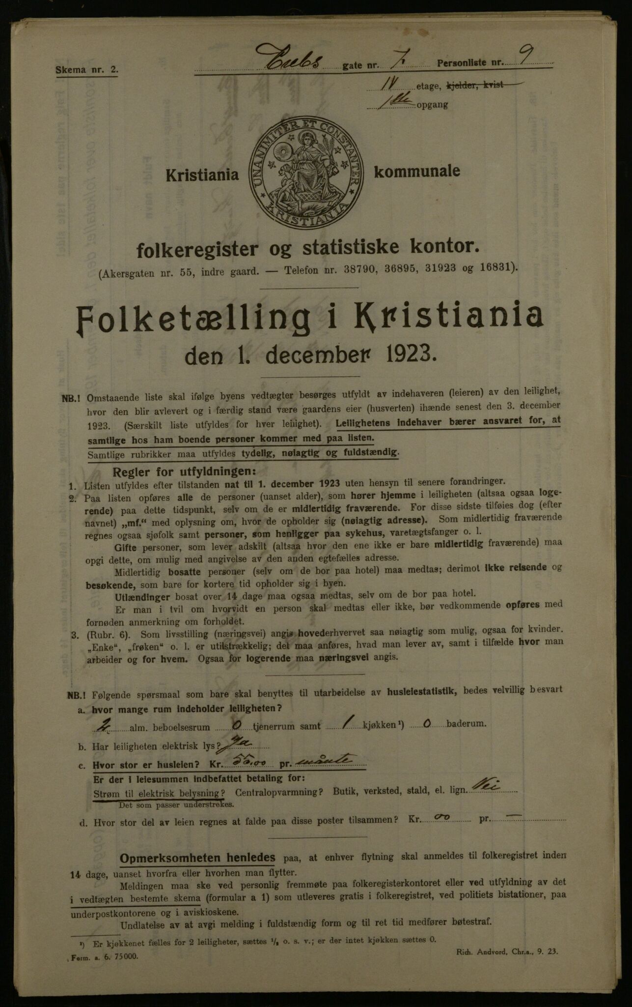 OBA, Municipal Census 1923 for Kristiania, 1923, p. 60333