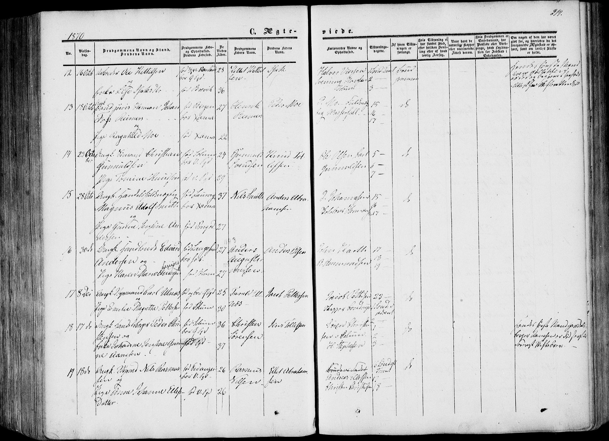 Porsgrunn kirkebøker , SAKO/A-104/F/Fa/L0007: Parish register (official) no. 7, 1858-1877, p. 319