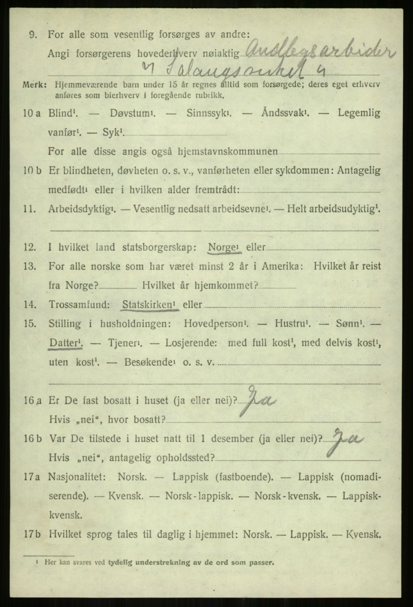 SATØ, 1920 census for Salangen, 1920, p. 6537