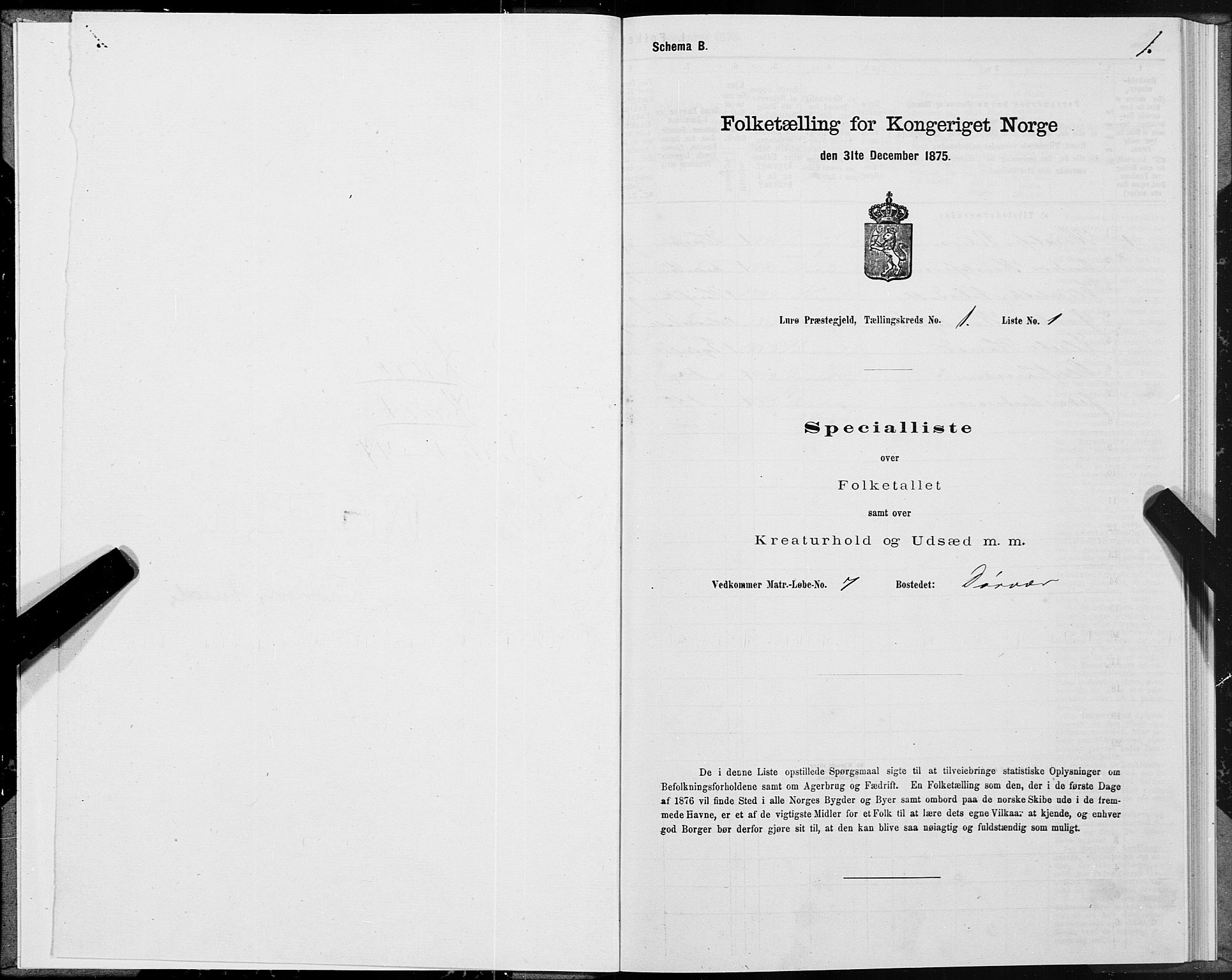 SAT, 1875 census for 1834P Lurøy, 1875, p. 1001