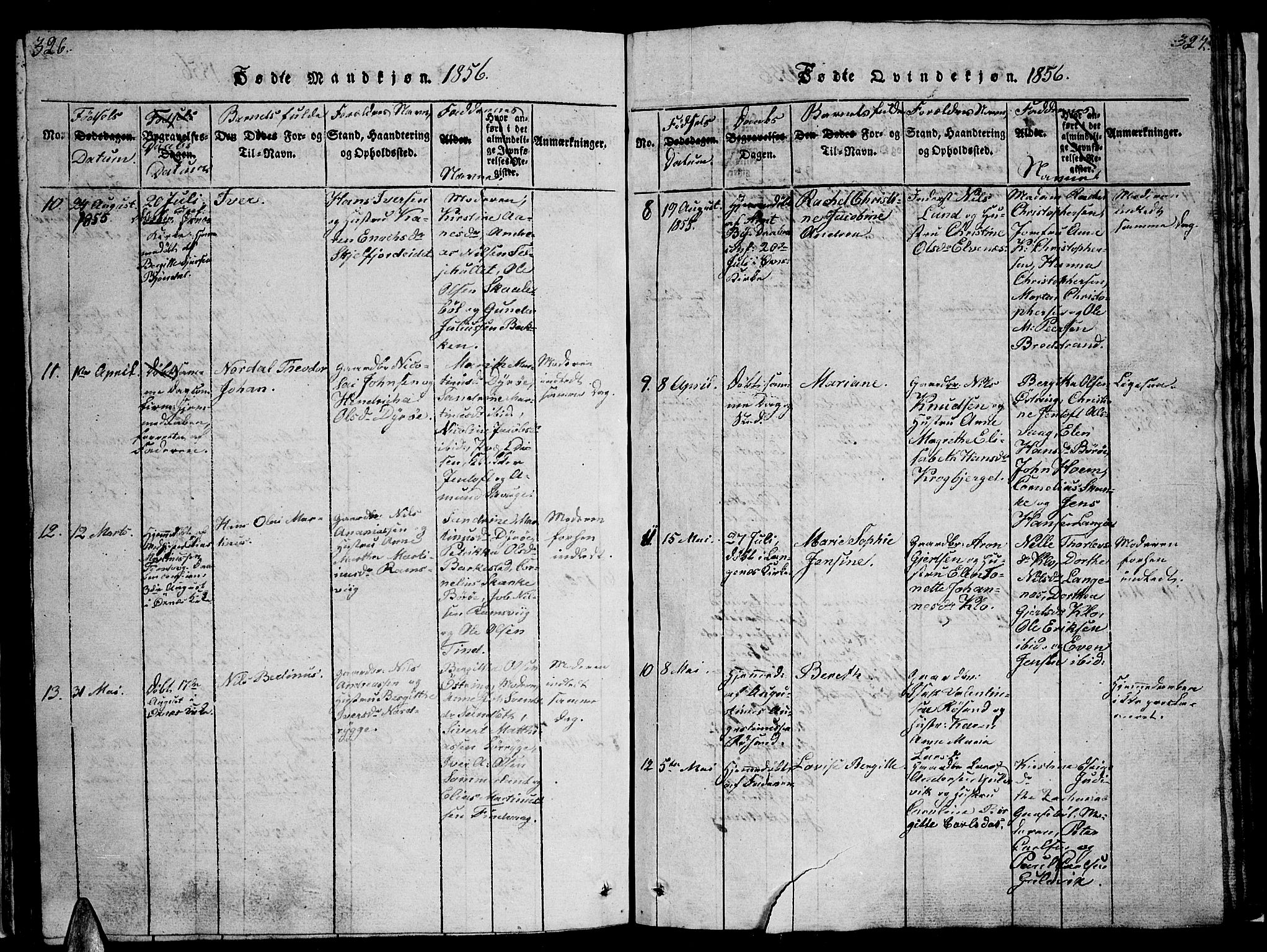 Ministerialprotokoller, klokkerbøker og fødselsregistre - Nordland, AV/SAT-A-1459/893/L1346: Parish register (copy) no. 893C01, 1820-1858, p. 326-327