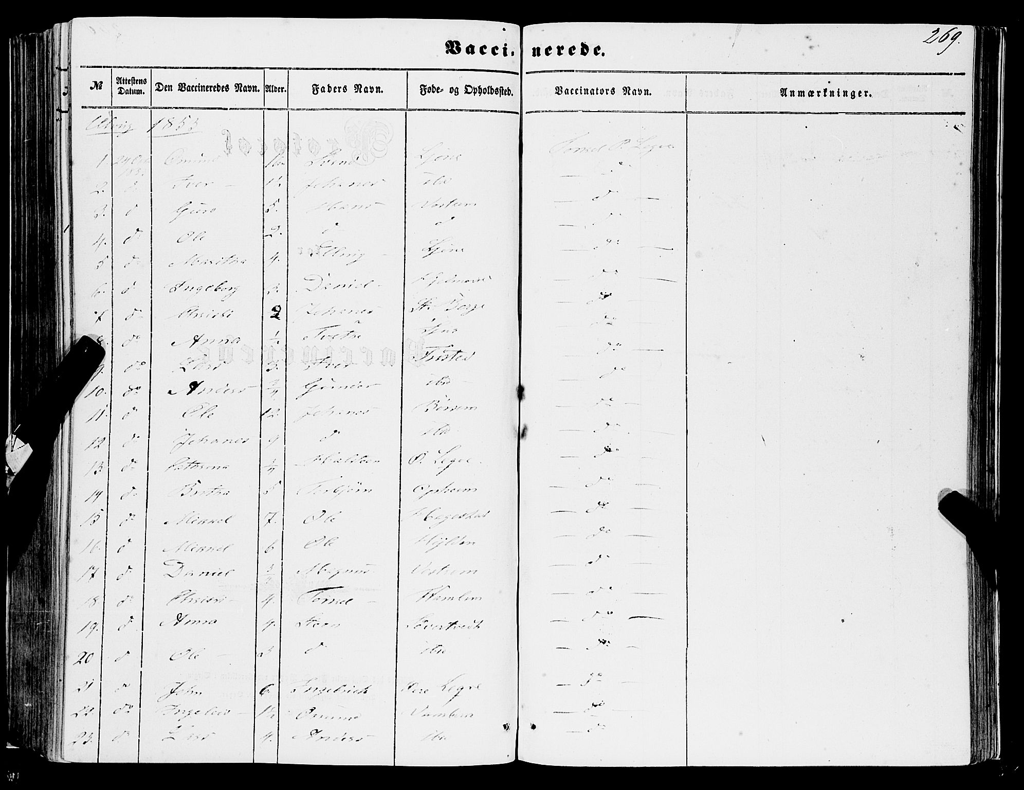 Ulvik sokneprestembete, SAB/A-78801/H/Haa: Parish register (official) no. A 13, 1853-1863, p. 269