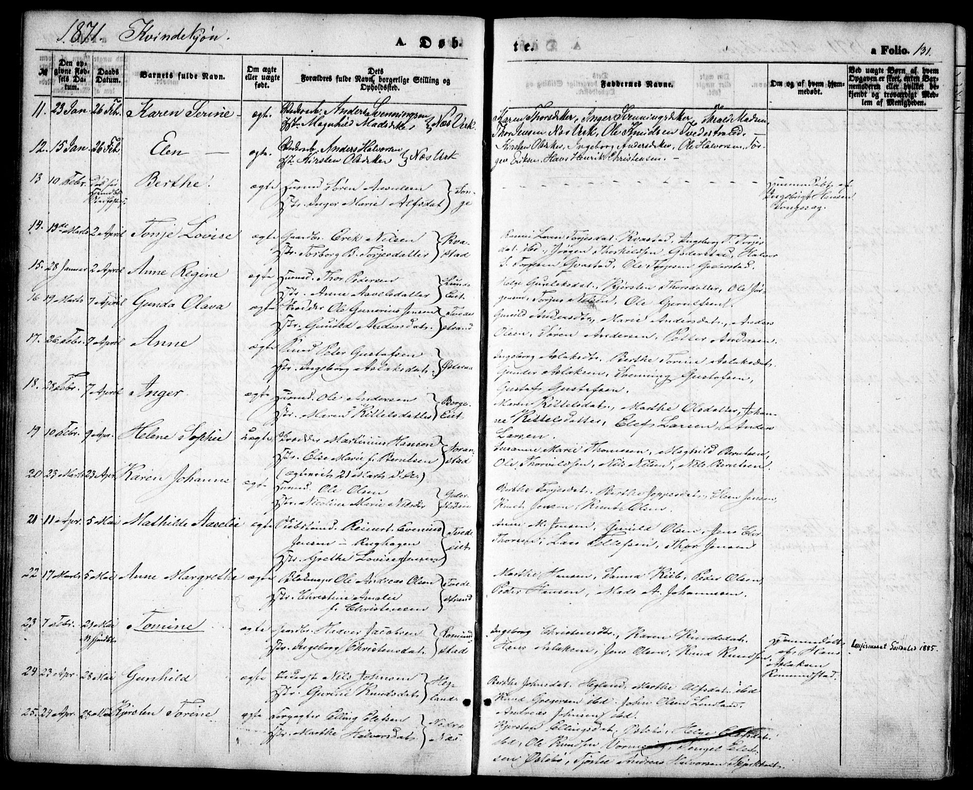 Holt sokneprestkontor, AV/SAK-1111-0021/F/Fa/L0009: Parish register (official) no. A 9, 1861-1871, p. 131