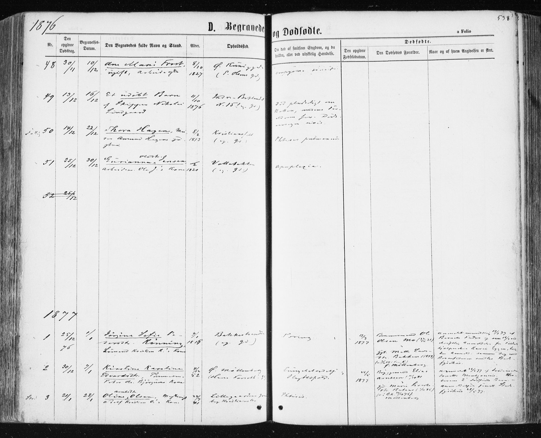 Ministerialprotokoller, klokkerbøker og fødselsregistre - Sør-Trøndelag, SAT/A-1456/604/L0186: Parish register (official) no. 604A07, 1866-1877, p. 538
