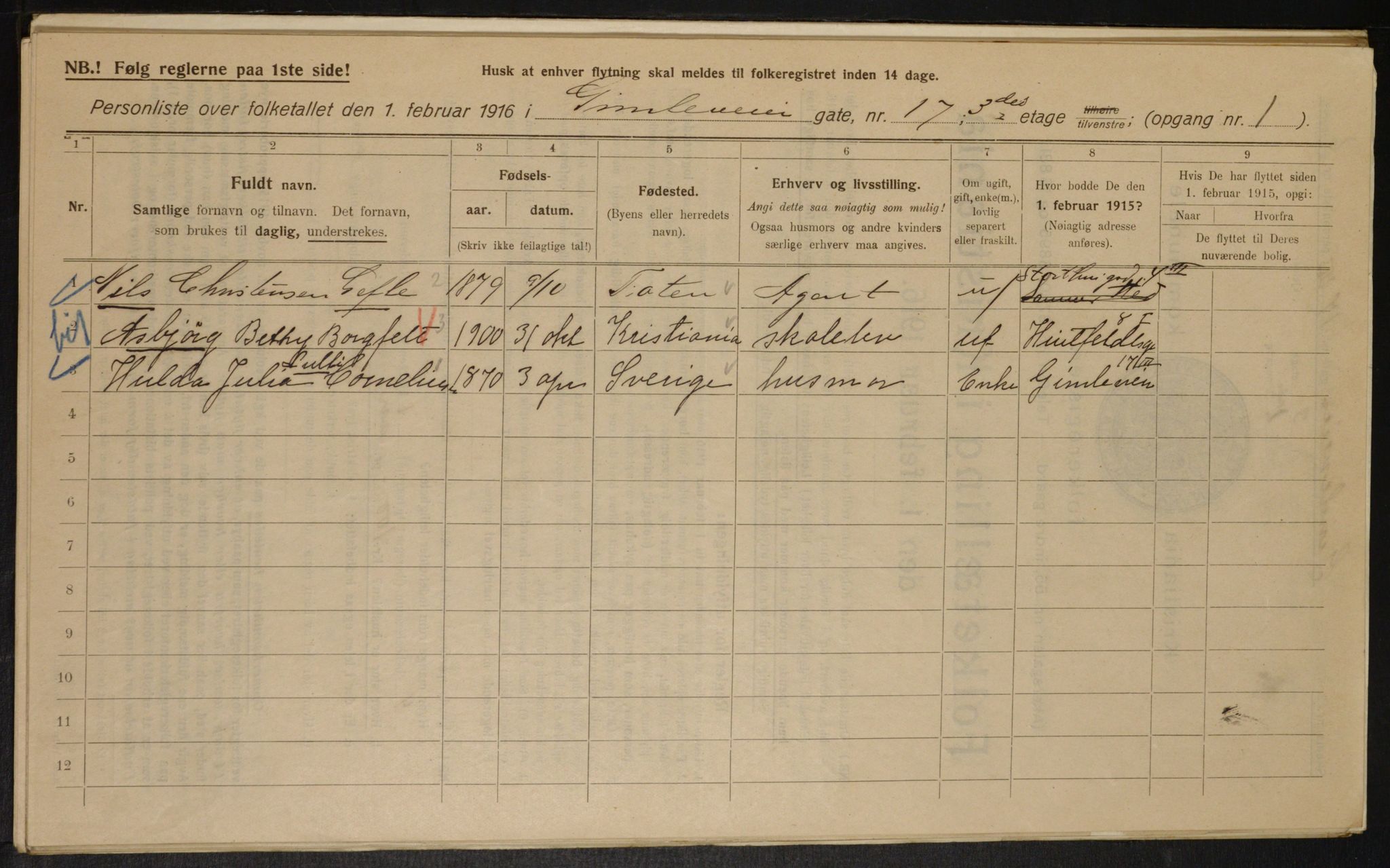 OBA, Municipal Census 1916 for Kristiania, 1916, p. 29756