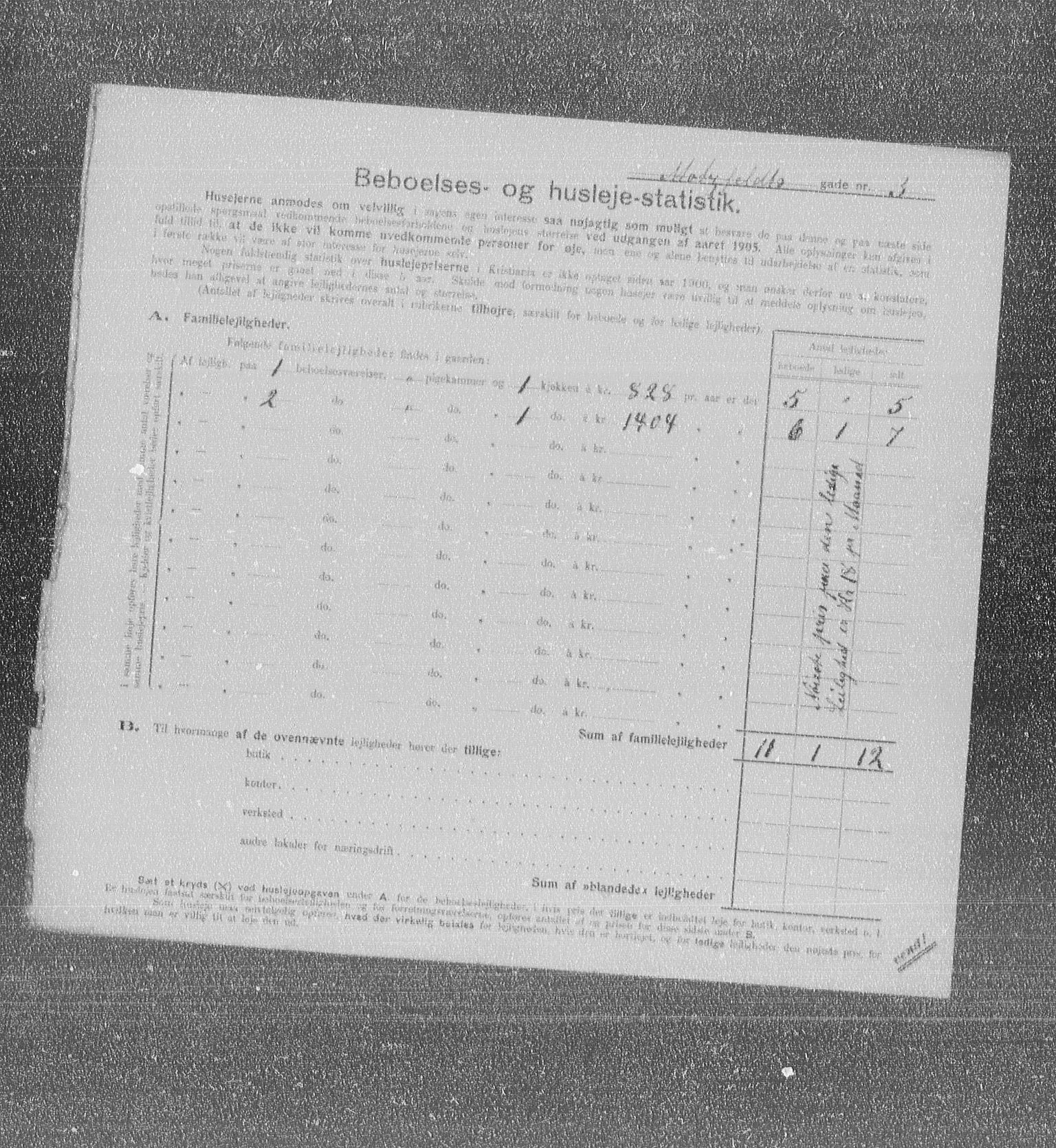 OBA, Municipal Census 1905 for Kristiania, 1905, p. 34607