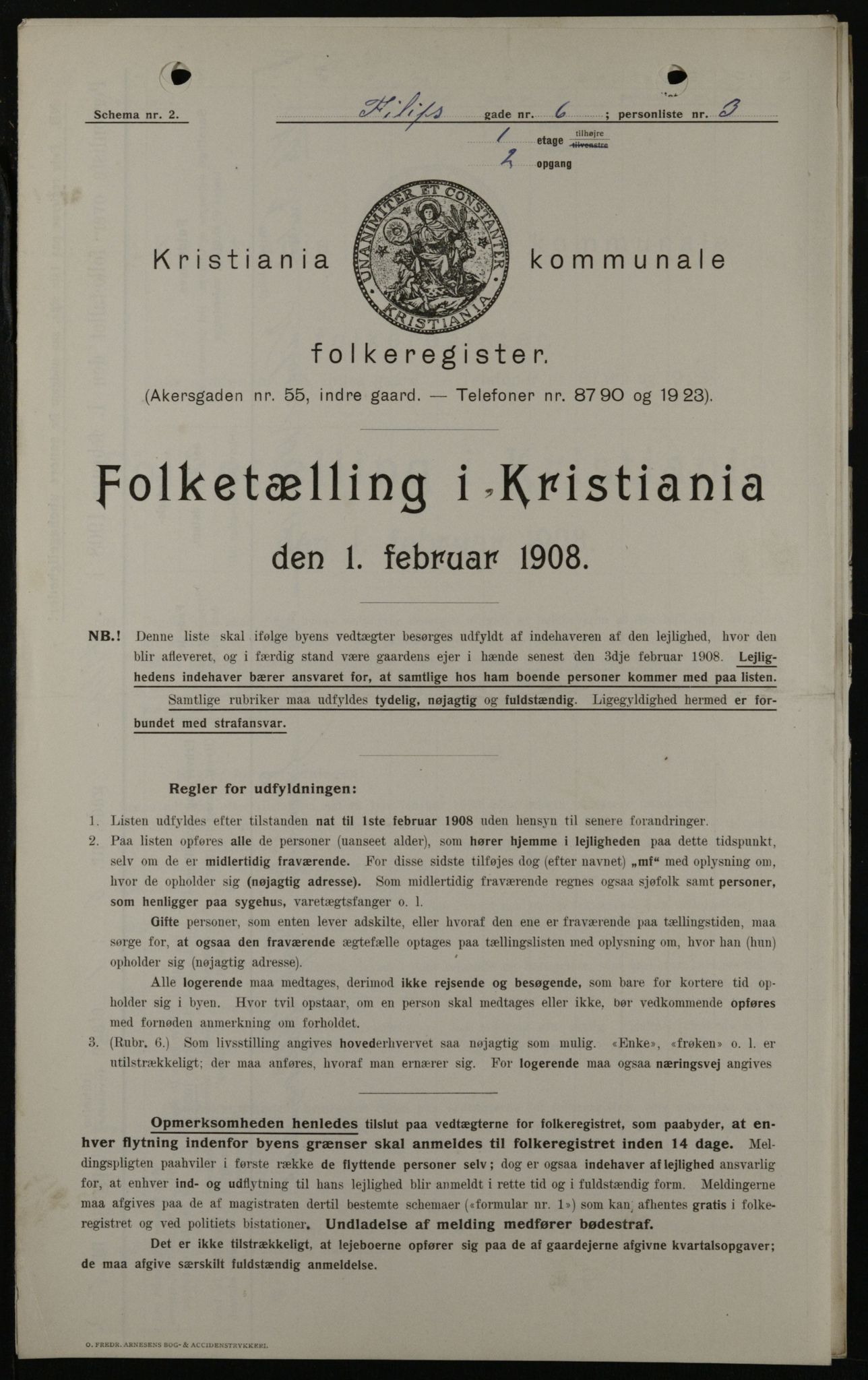 OBA, Municipal Census 1908 for Kristiania, 1908, p. 21916