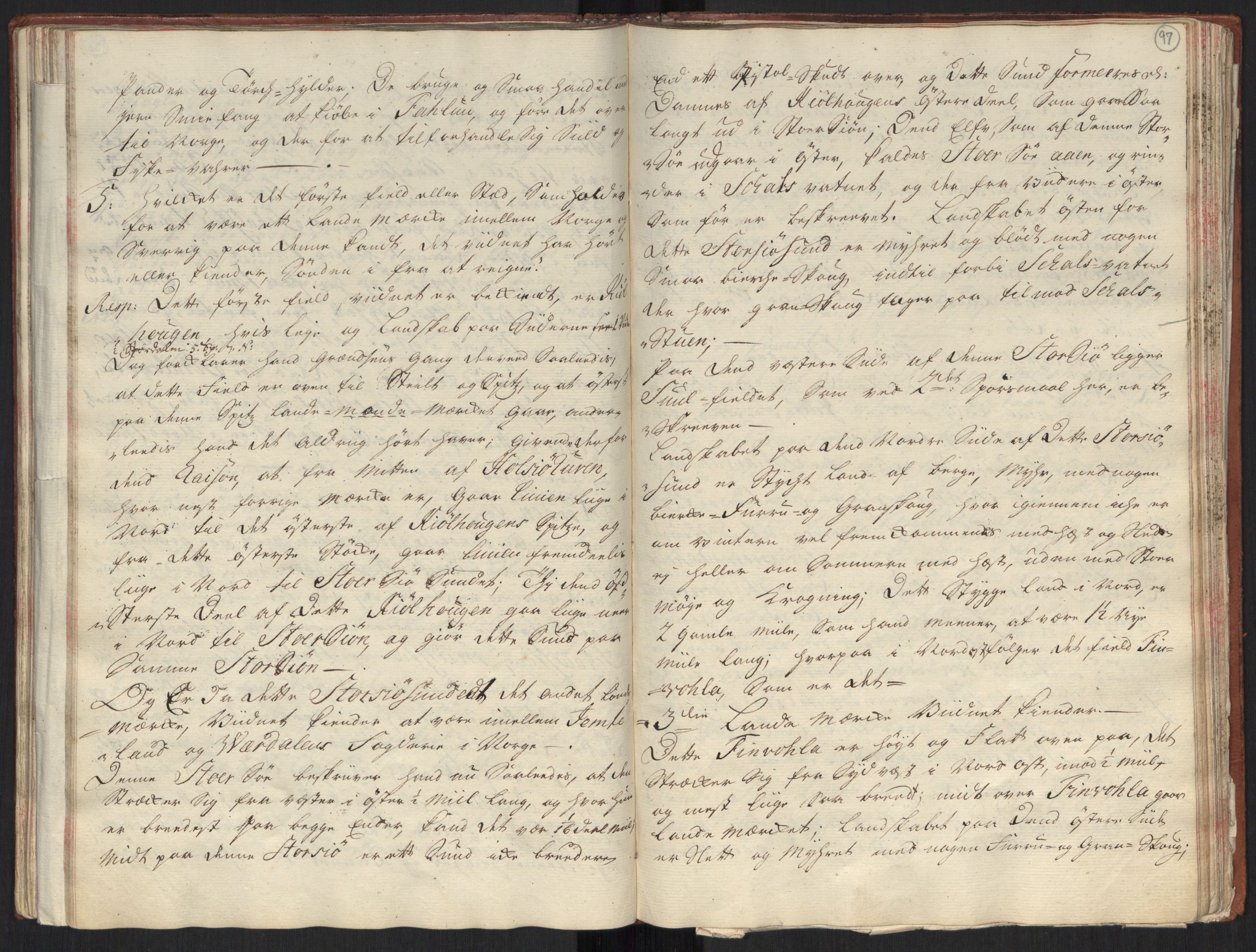 Danske Kanselli, Grensearkivet, AV/RA-EA-4062/F/L0010/0002: Volum XX-XXII / Vol. XXI: Major Schnitlers grenseeksaminasjonsprotokoll, 1. bind, 1742, p. 96b-97a