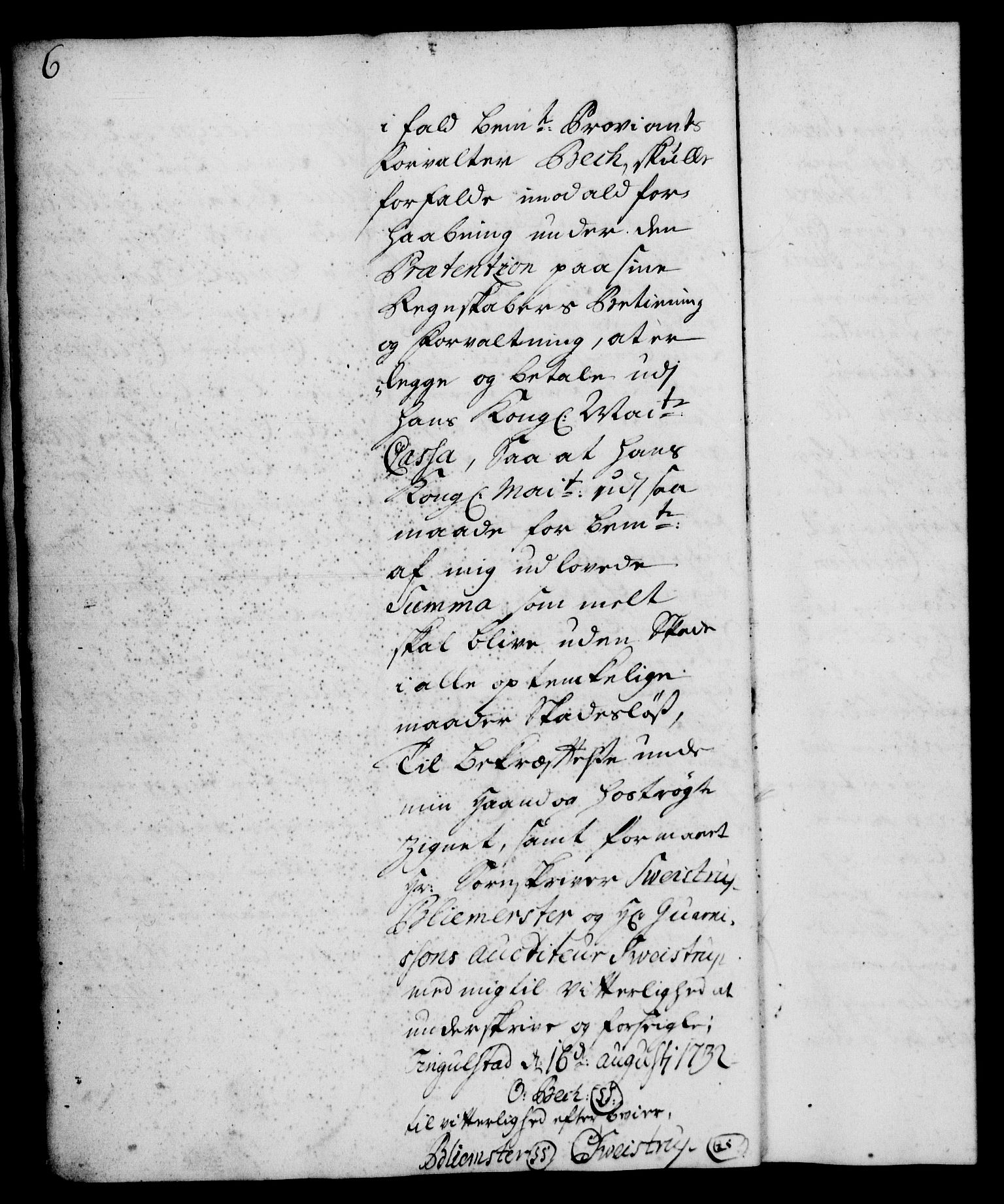 Rentekammeret, Kammerkanselliet, RA/EA-3111/G/Gh/Ghd/L0003: Kausjonsprotokoll med register (merket RK 53.41), 1732-1744, p. 6