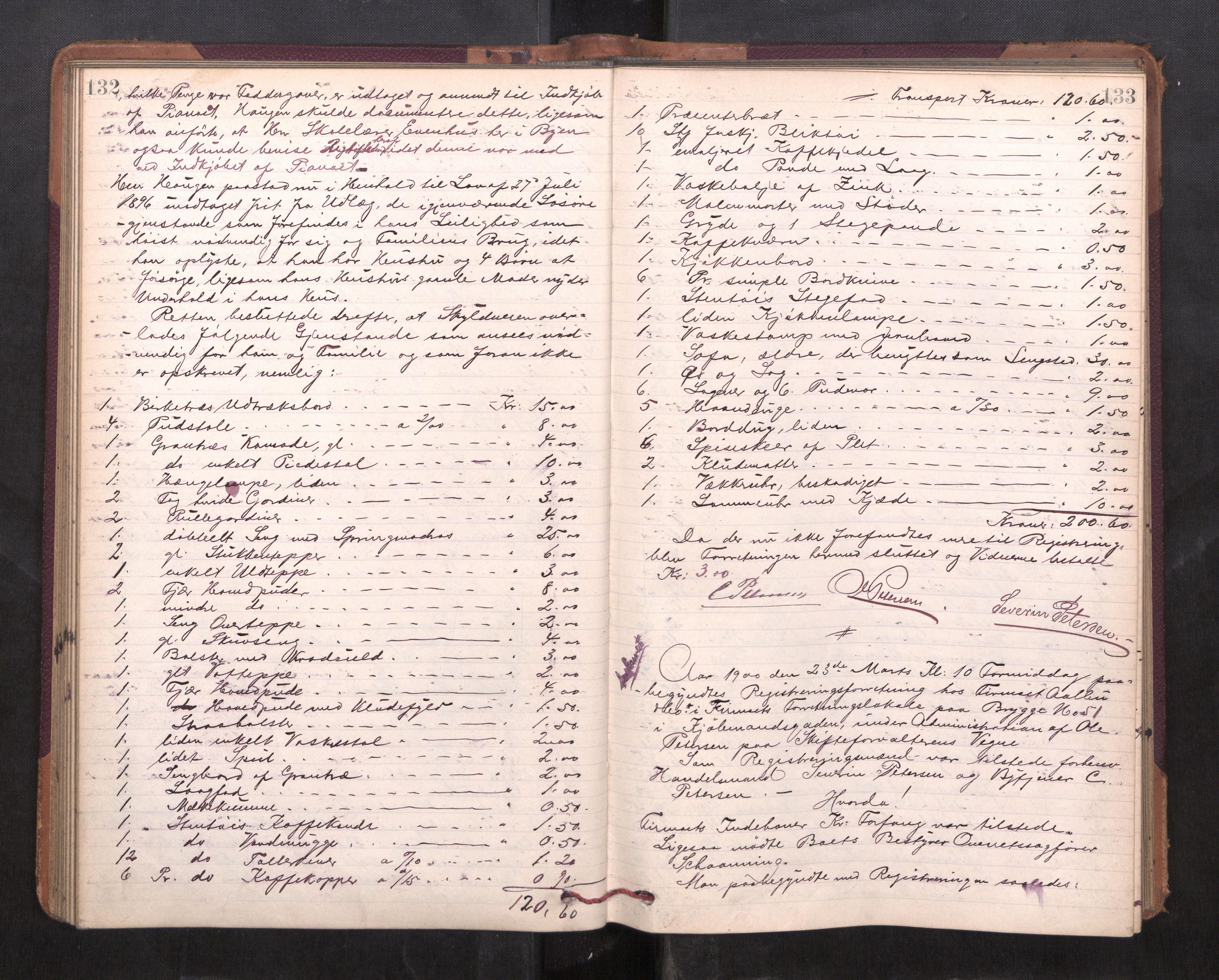 Trondheim byfogd, AV/SAT-A-0003/1/3/3C/L0017: Skifteregistreringsprotokoll - 30/5-8/10. (u/ register), 1899-1901, p. 132-133